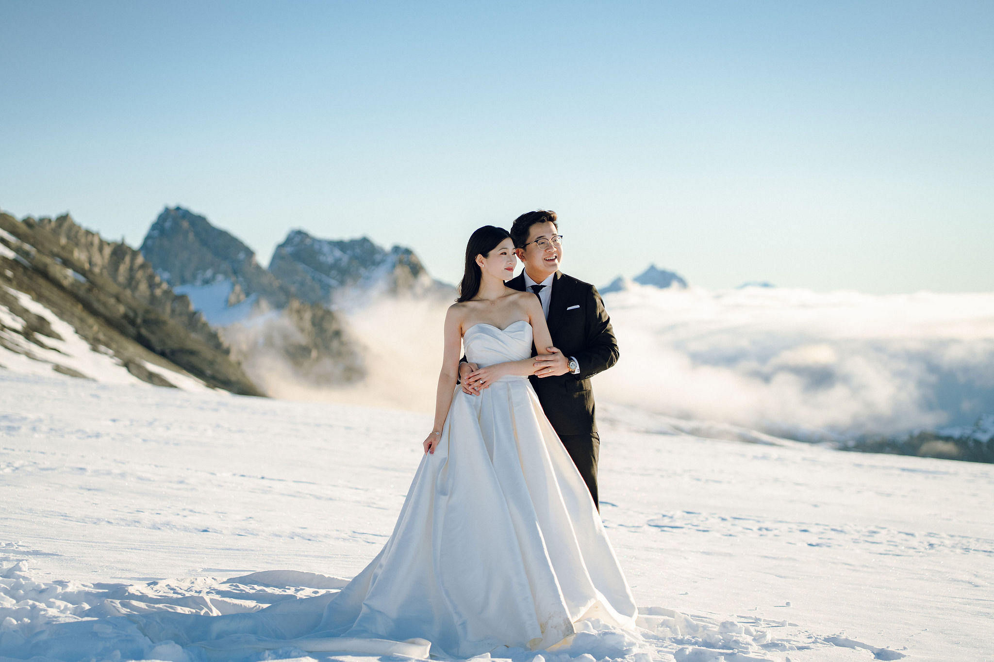 New Zealand Pre-Wedding Photoshoot | Arrowtown, Isobel Glacier, Alpaca Farm, Lake Tekapo & Mount Cook National Park at Isobel Glacier pre-wedding photo