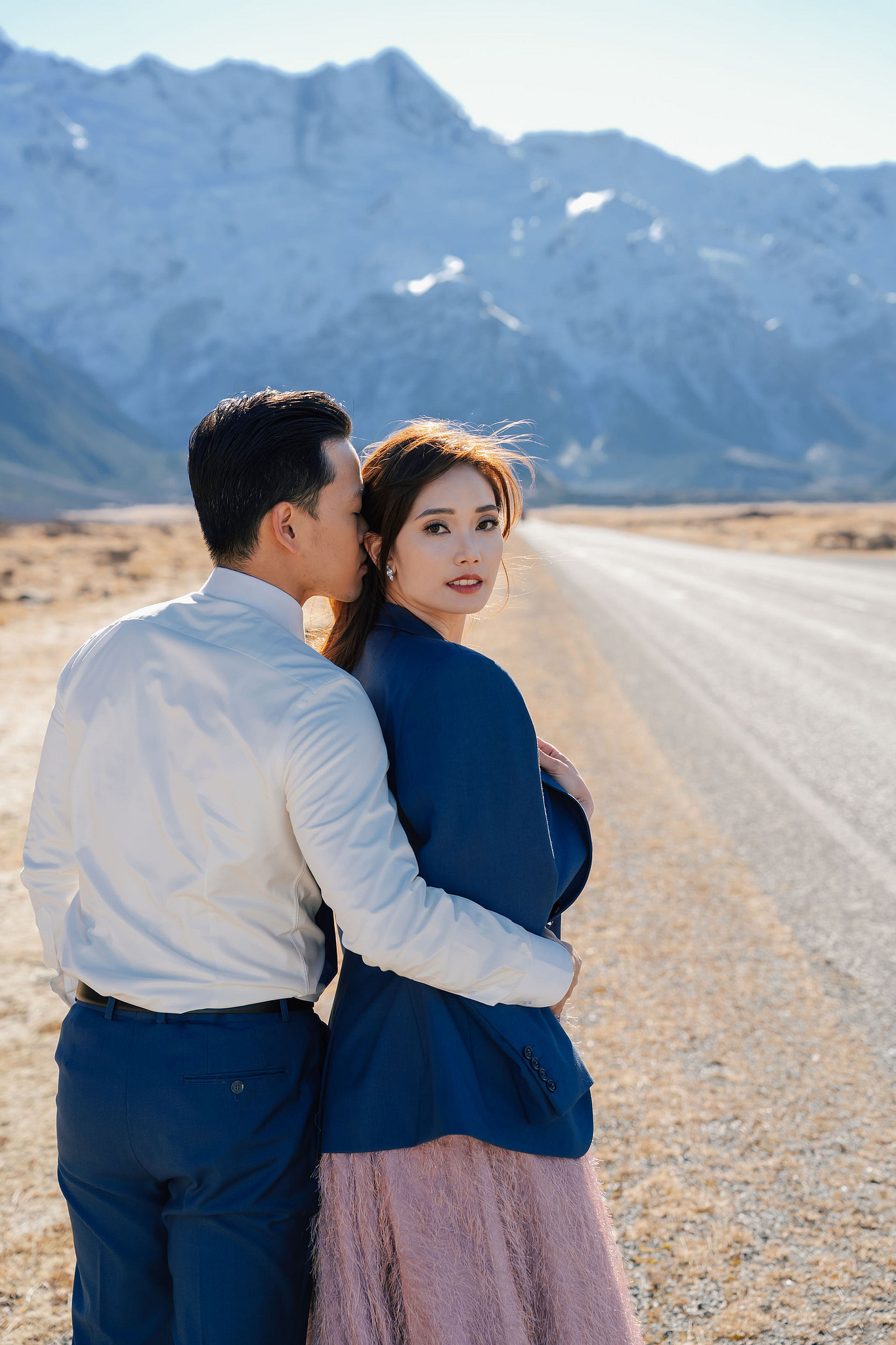 New Zealand Pre-Wedding Photoshoot | Coromandel Peak, Lake Wakatipu & Queenstown, Skippers Canyon, Lake Tekapo, Mount Cook National Park & Glacier at Mount Cook National Park pre-wedding photo