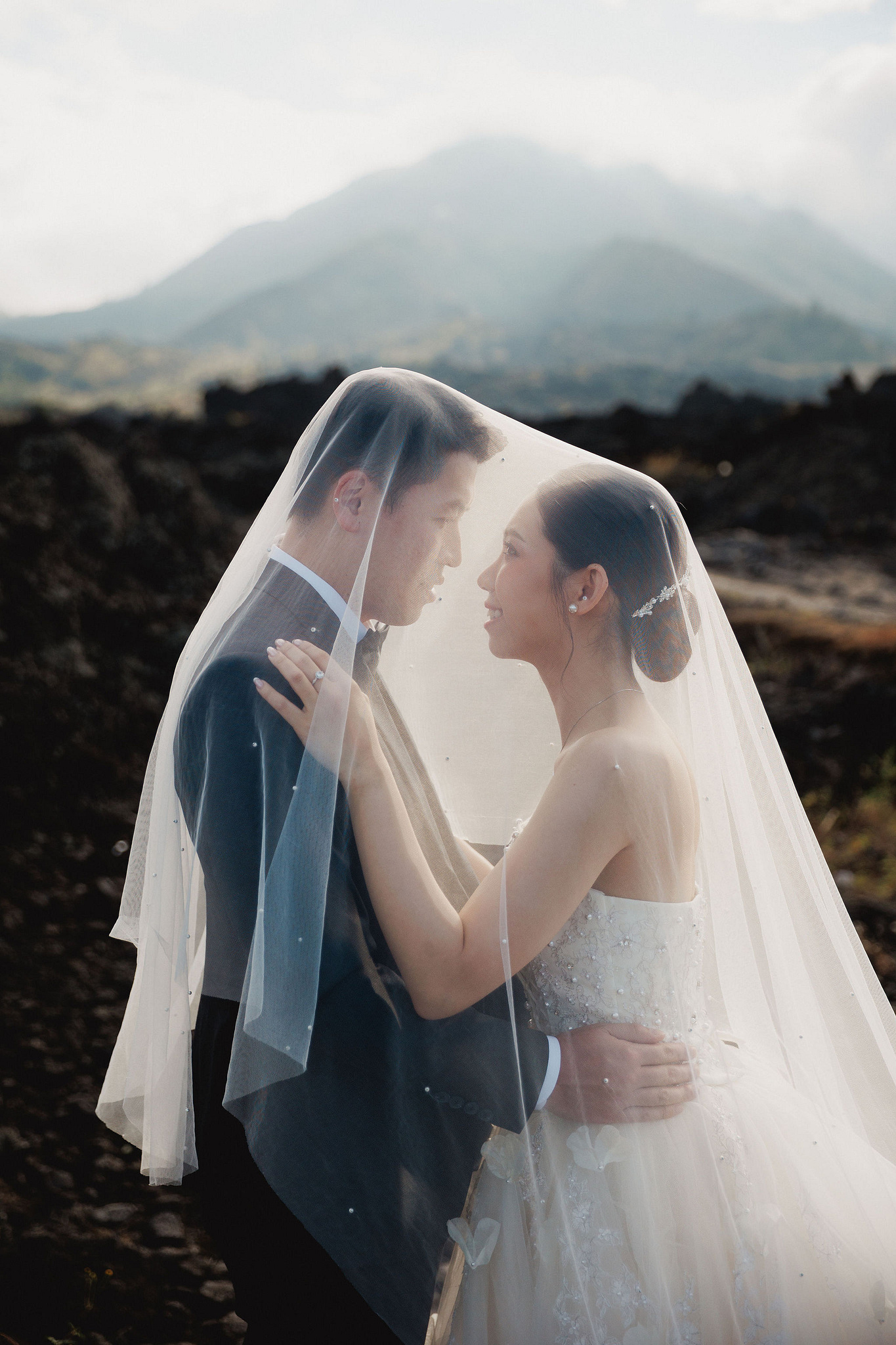 Bali Pre-Wedding Photoshoot | Mt. Batur Lava Fields, Blangsinga Waterfall & Balangan Beach at Mt. Batur Lava Fields pre-wedding photo