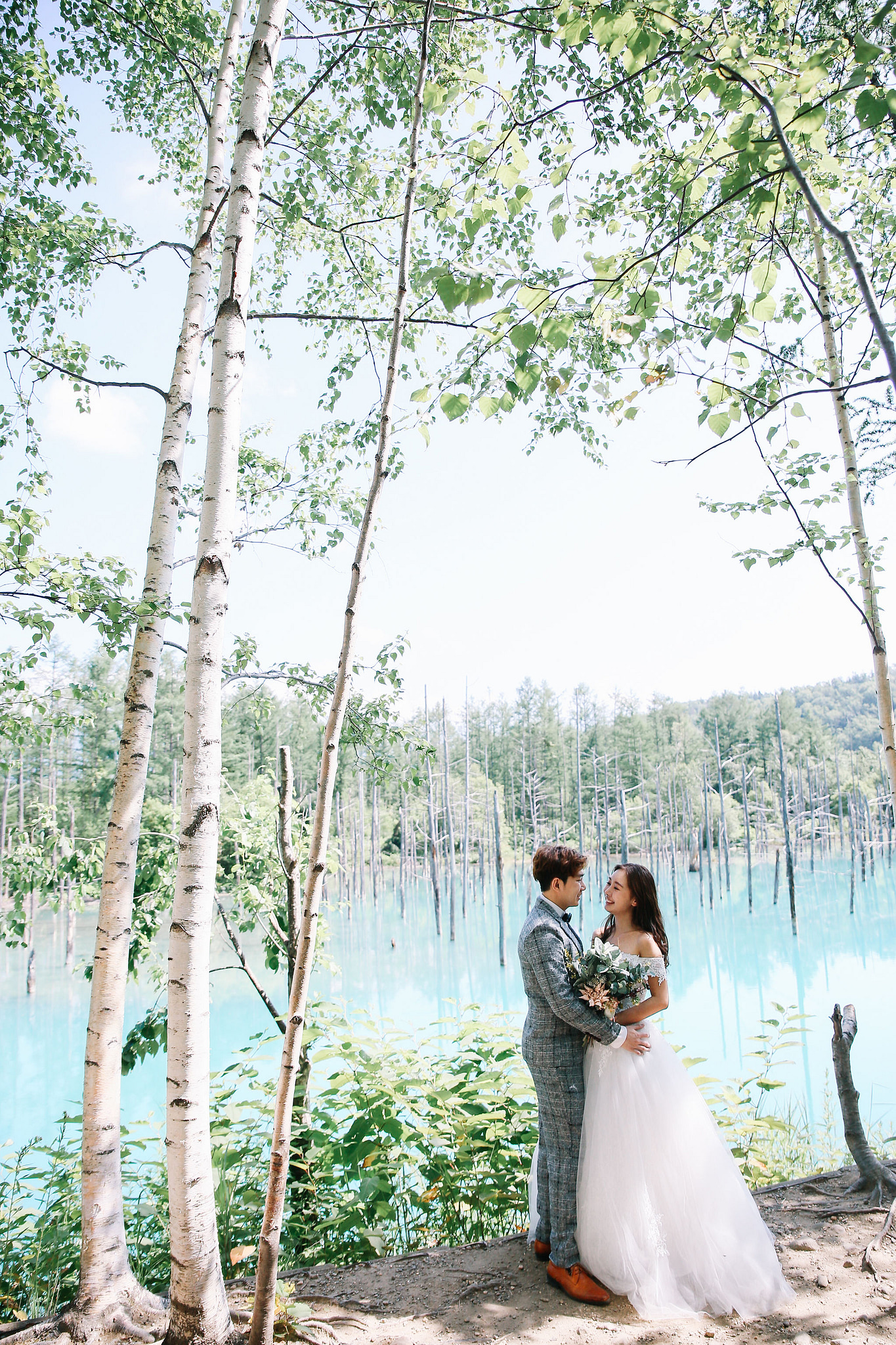 Photographer In Hokkaido: Pre-Wedding Photoshoot At Blue Pond And Saika No Sato Flower Farm at Blue Pond & Lavender Park pre-wedding photo