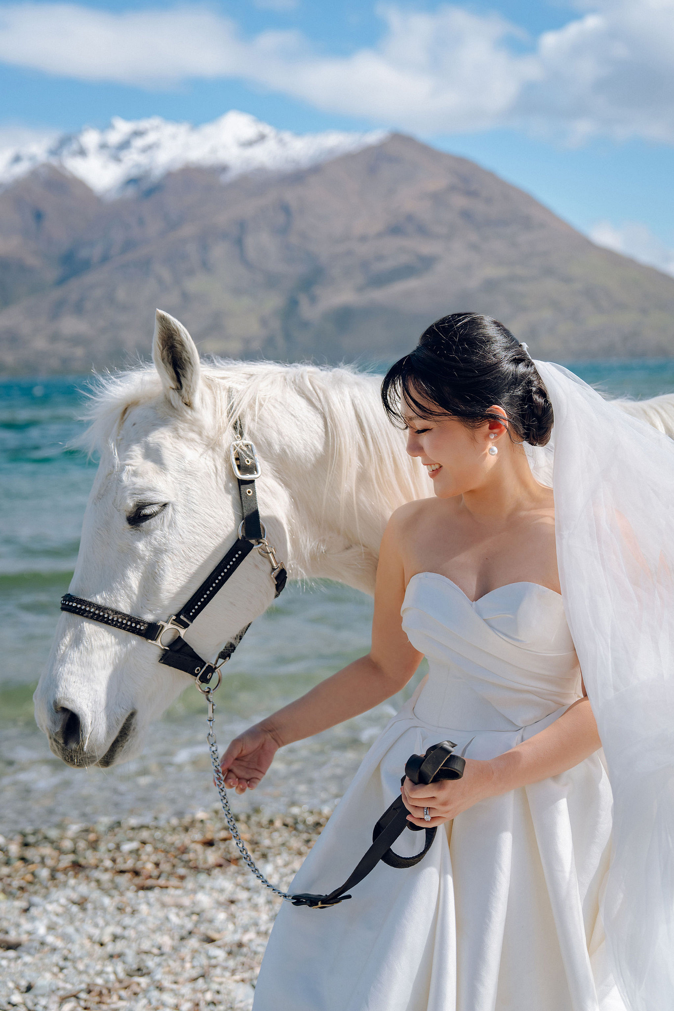 New Zealand Pre-Wedding Photoshoot | Lake Tekapo, Mount Cook, Tasman Glacier & Lake Wakatipu at Lake Wakatipu pre-wedding photo