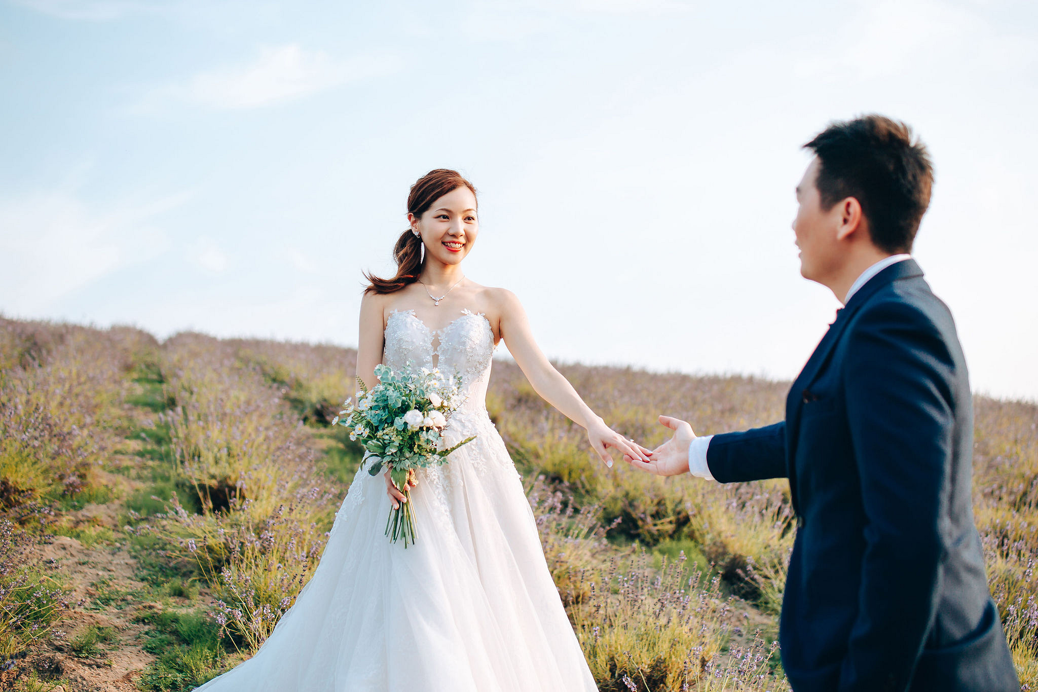 Hokkaido Summer Rainbow Flowers and Railway Track Japan Prewedding Photoshoot at Furano pre-wedding photo