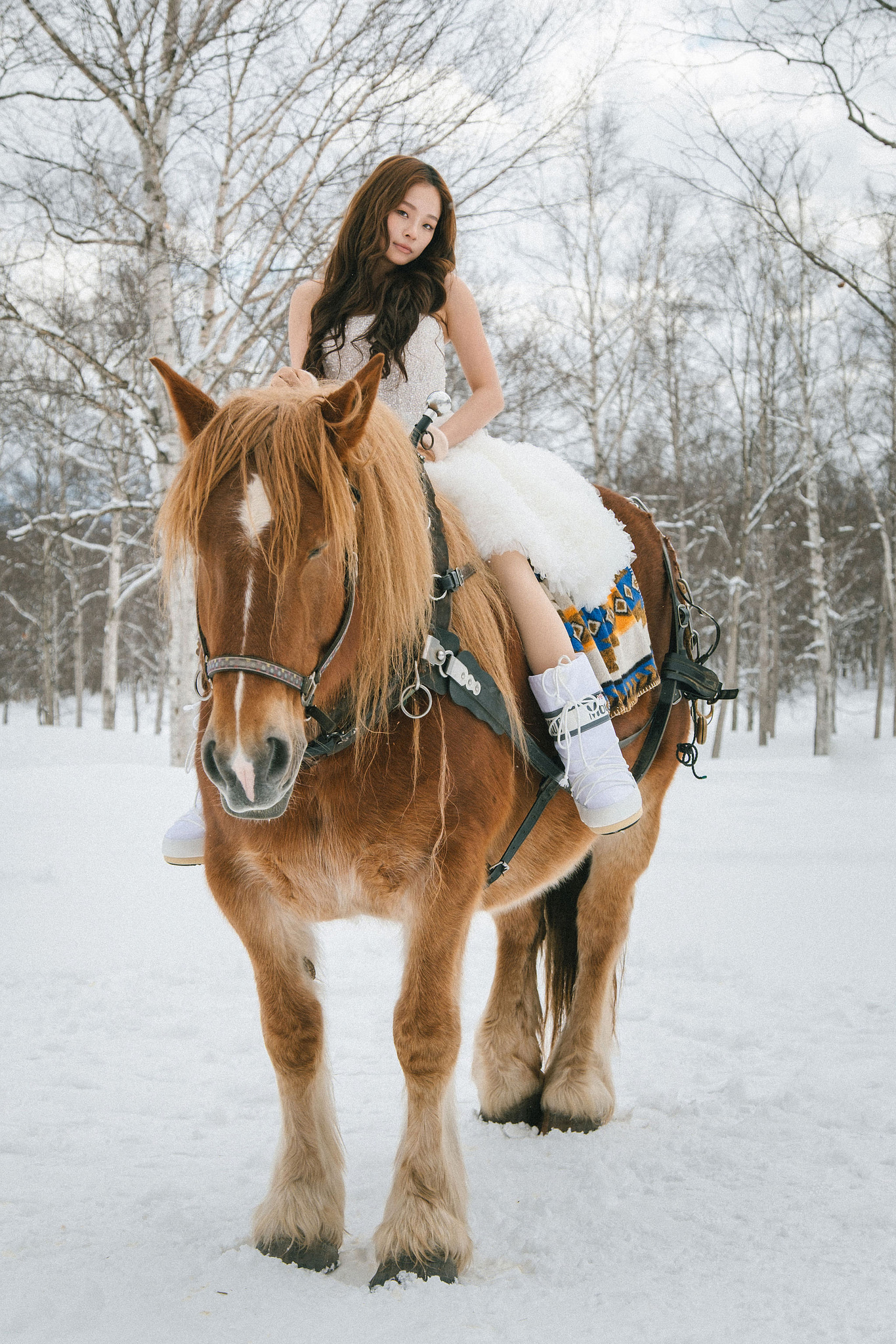 Hokkaido Pre-Wedding Photoshoot | Birch Forest, Rusutsu Resort & Hirafu Village at Birch Forest pre-wedding photo
