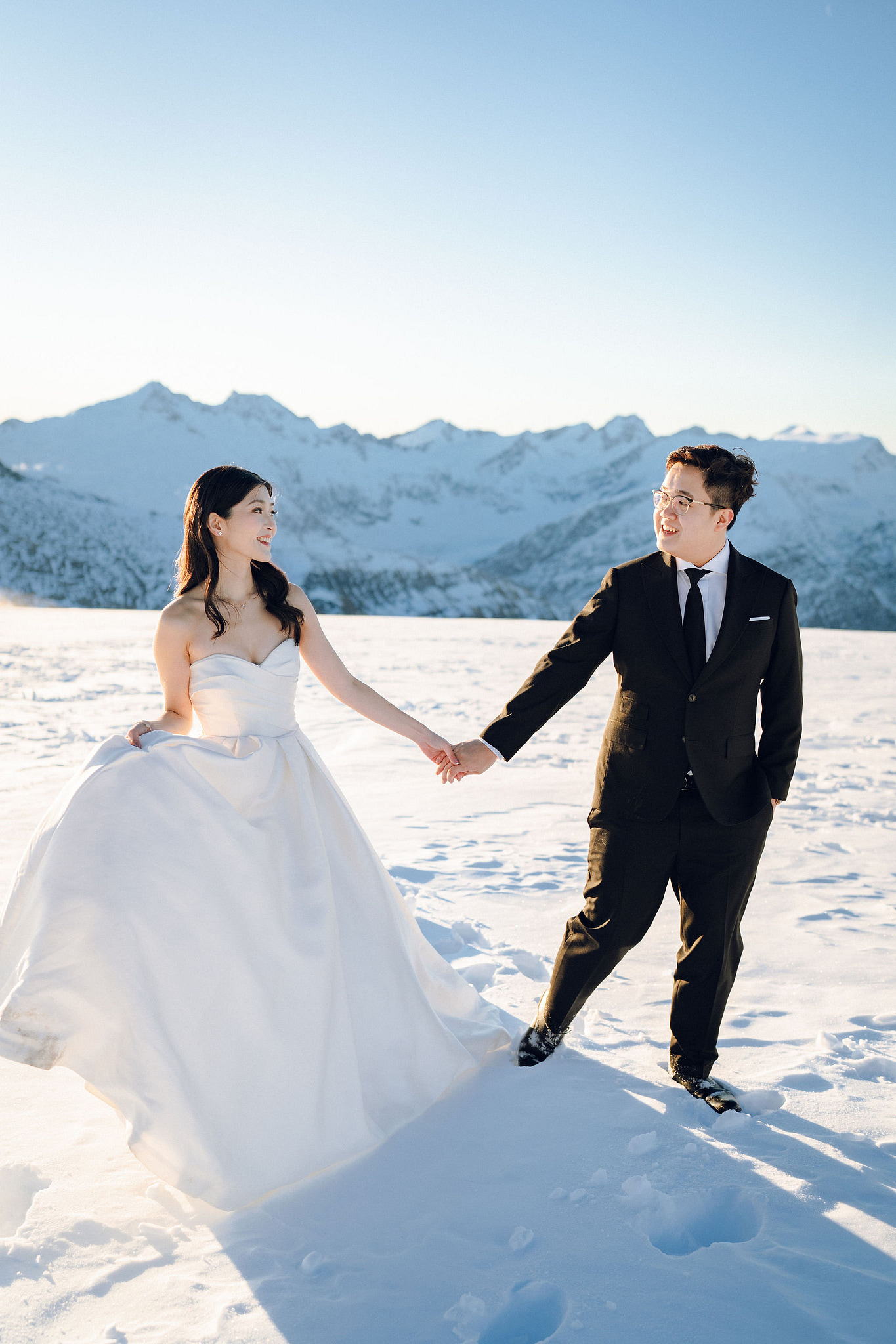 New Zealand Pre-Wedding Photoshoot | Arrowtown, Isobel Glacier, Alpaca Farm, Lake Tekapo & Mount Cook National Park at Isobel Glacier pre-wedding photo