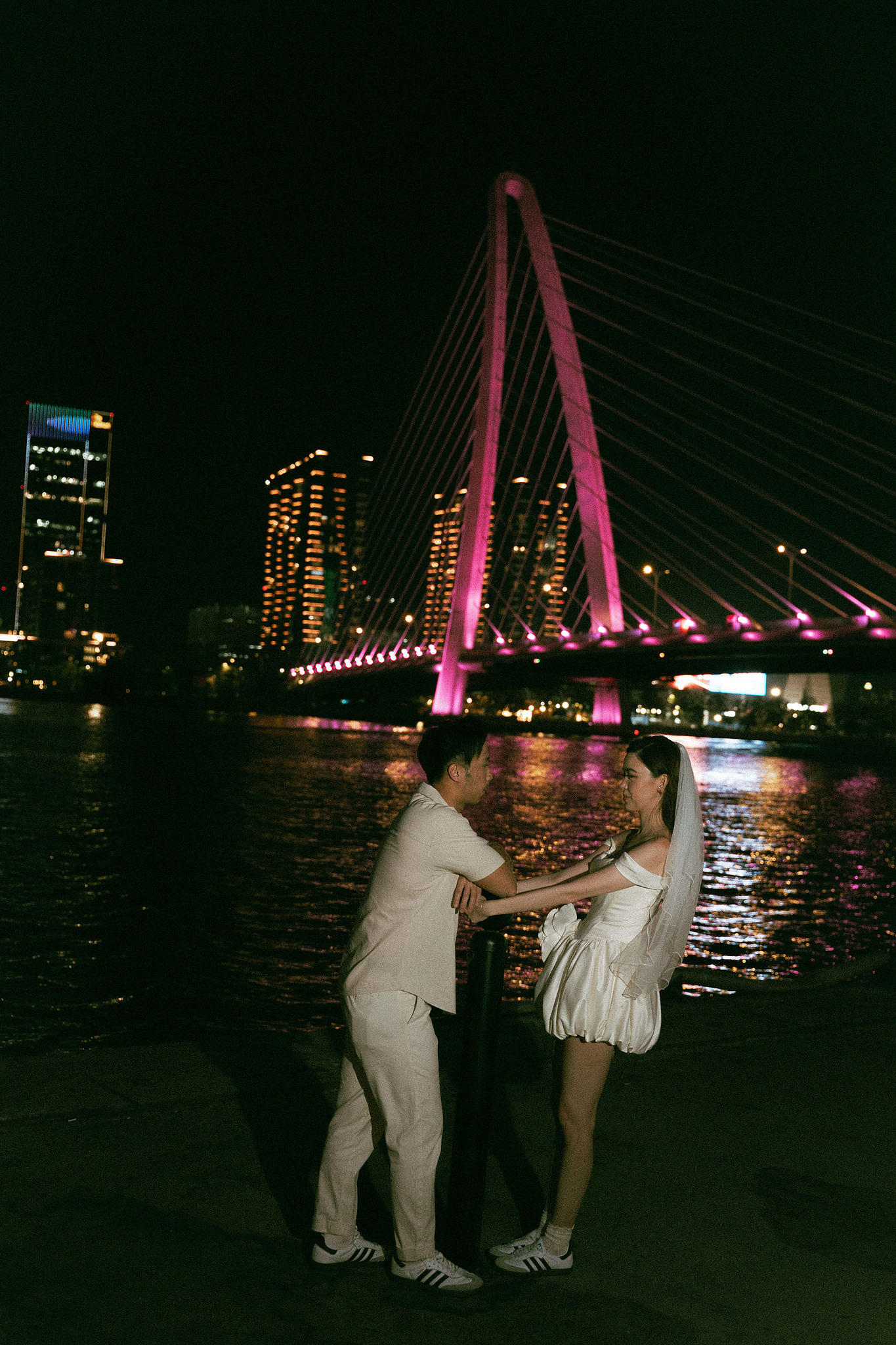 Ho Chi Minh Vietnam Pre-Wedding Photoshoot | European Film Studio, Market Streets & Saigon Bridge at Saigon Bridge pre-wedding photo