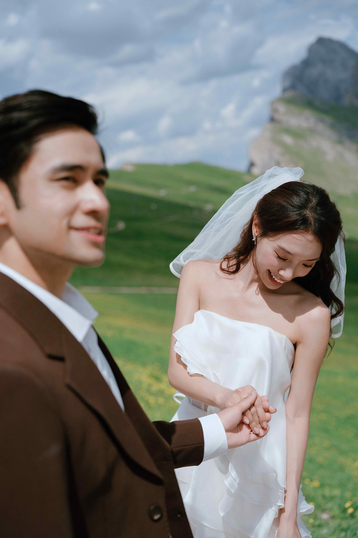Dolomites Post-Wedding Photoshoot | Lago di Braies, Seceda & Val di Funes at Seceda pre-wedding photo