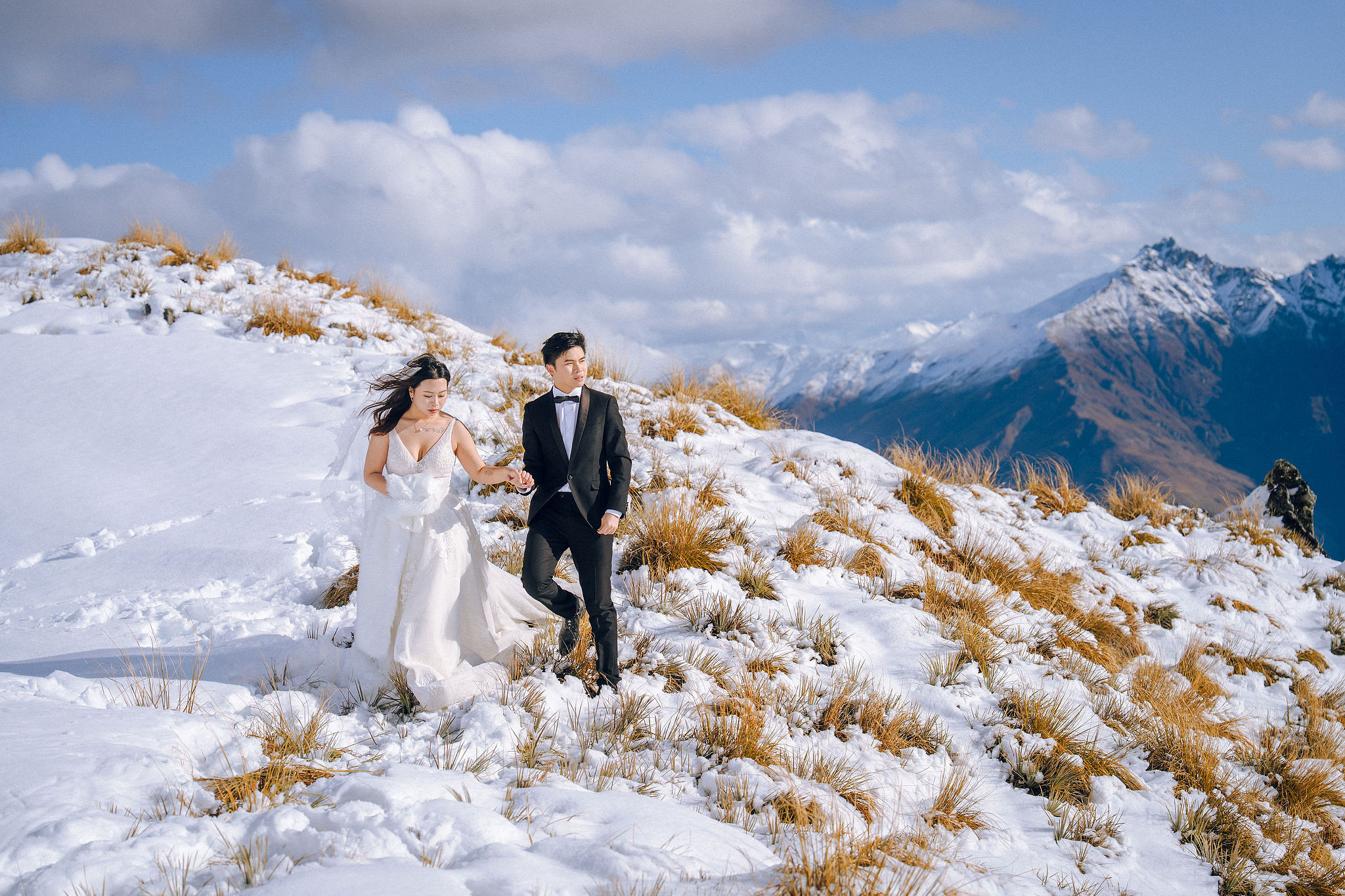 New Zealand Pre-Wedding Photoshoot | Lake Wakatipu, Alta Tarns, Coromandel Peak to Mount Cook at Alta Tarns pre-wedding photo