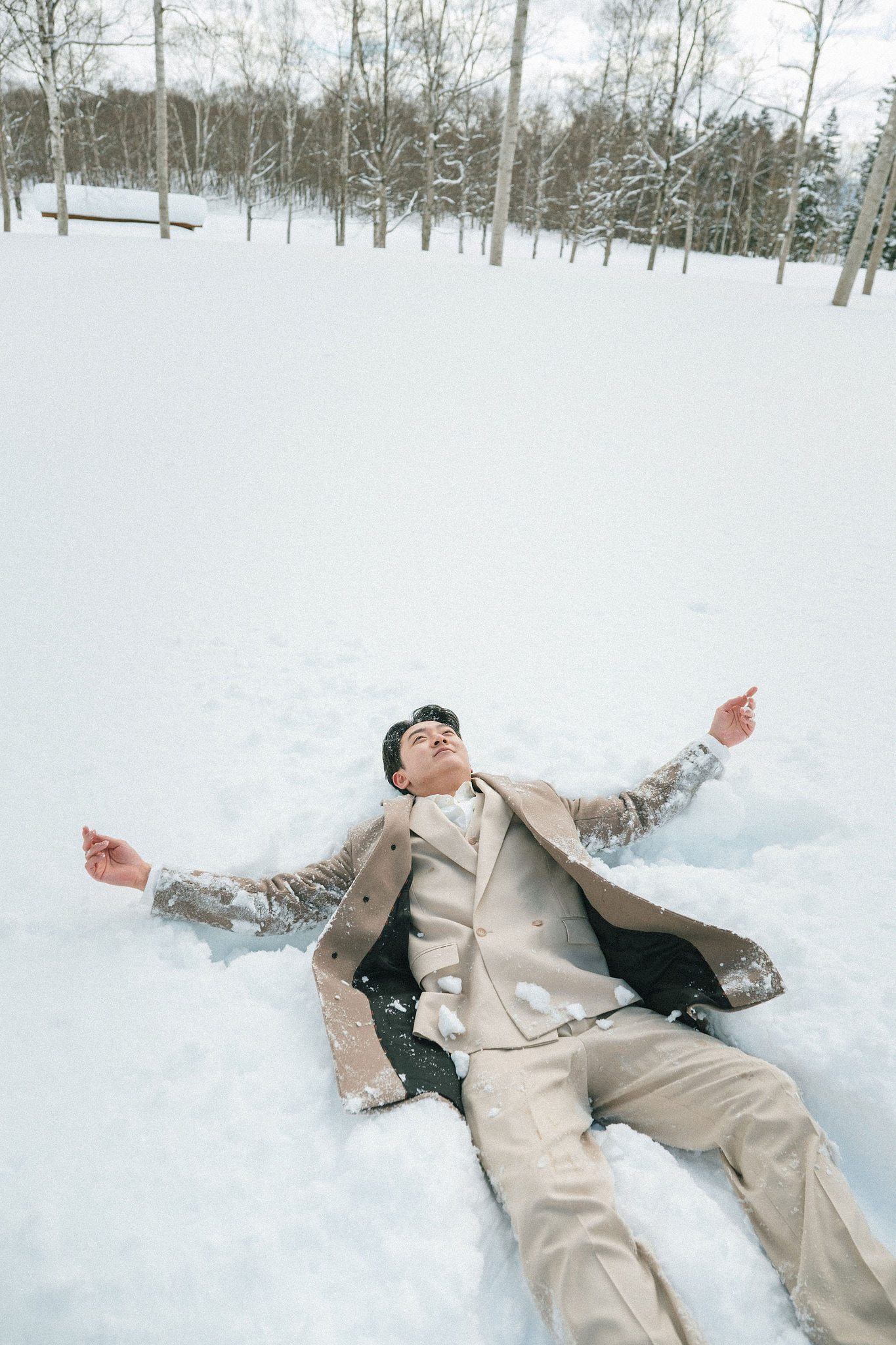 Hokkaido Pre-Wedding Photoshoot | Birch Forest, Rusutsu Resort & Hirafu Village at Birch Forest pre-wedding photo