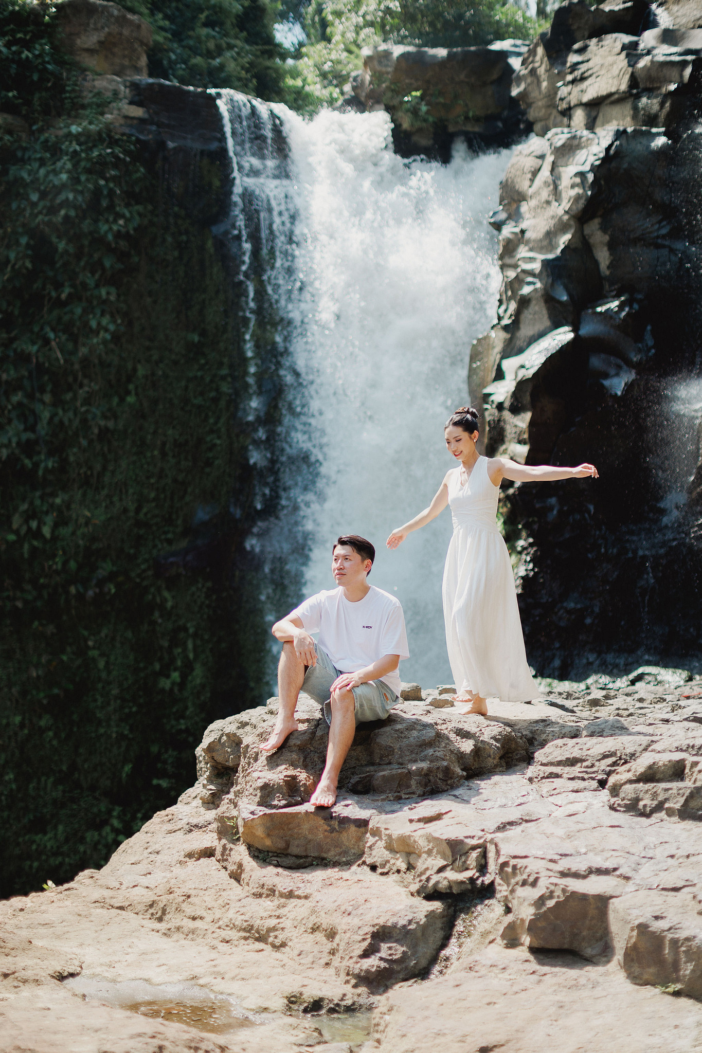 Bali Pre-Wedding Photoshoot | Mt. Batur Lava Fields, Blangsinga Waterfall & Balangan Beach at Blangsinga Waterfall pre-wedding photo
