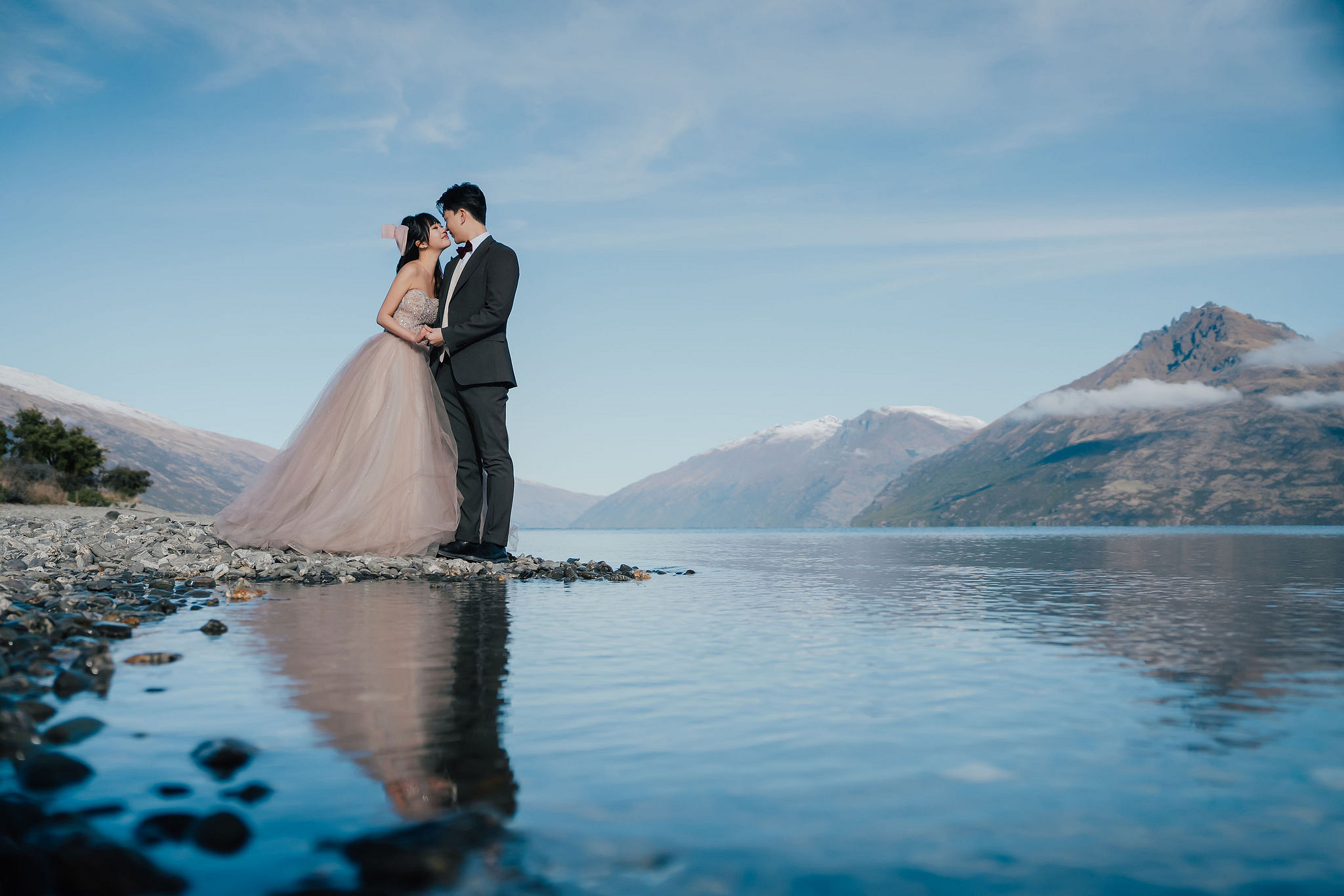 New Zealand Pre-Wedding Photoshoot | Lake Wakatipu, Fog Peak, Lake Tekapo, Glacier & Mount Cook National Park at Lake Wakatipu pre-wedding photo