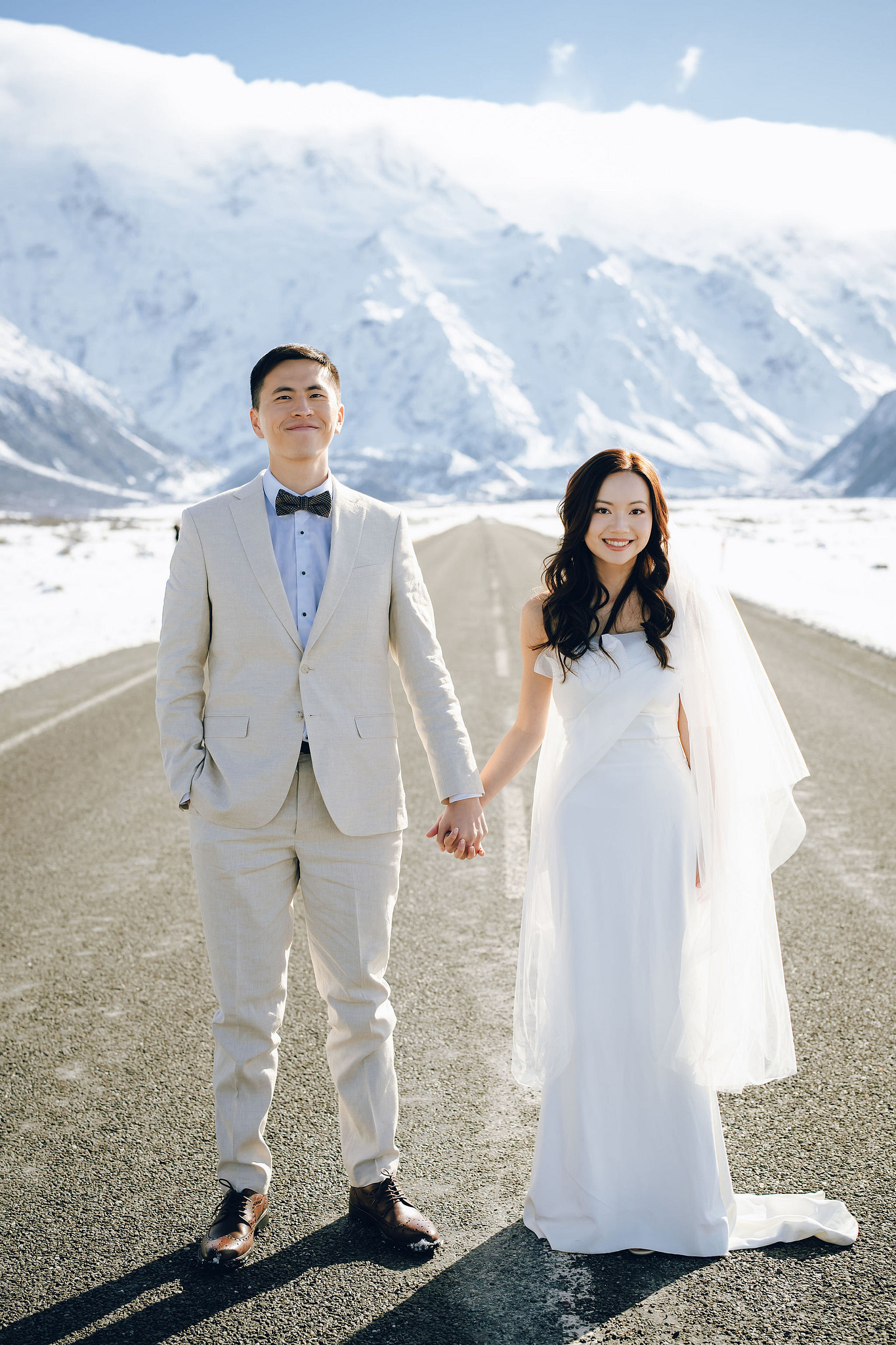 New Zealand Pre-Wedding Photoshoot with Lake Wakatipu, Skippers Canyon, Lake Tekapo, Mount Cook, and Omarama Clay Cliffs at Lake Tekapo & Mount Cook National Park pre-wedding photo