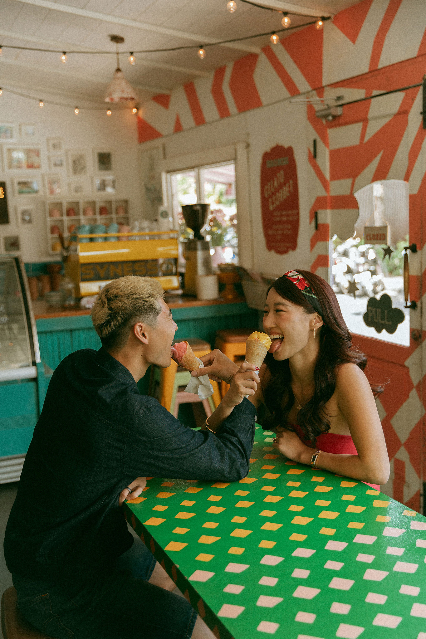Bali Pre-Wedding Photoshoot | Mt. Batur Pinggan Village, Gelato Diner & Black Sand Beach at Restaurant   pre-wedding photo