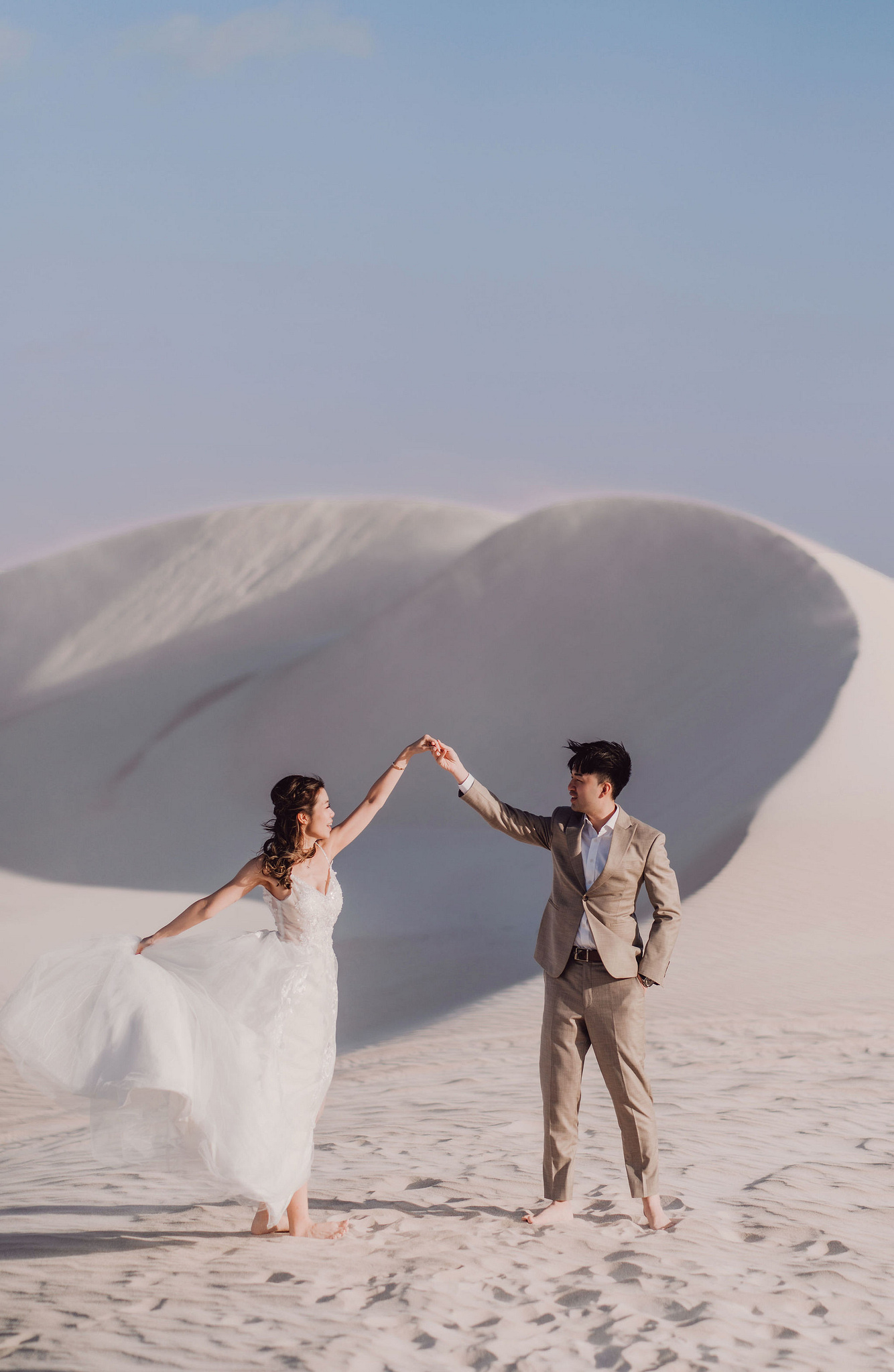 Perth Pre-Wedding Photoshoot | Fremantle, Lancelin, UWA & Coogee Beach at Lancelin Sand Dunes pre-wedding photo