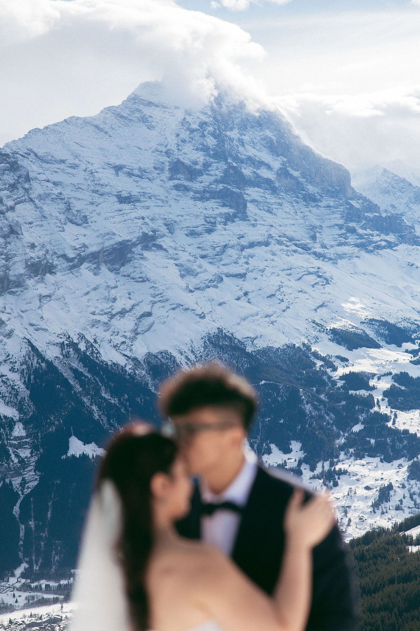 Switzerland Pre-Wedding Photoshoot | Lauterbrunnen, Grindelwald First & Lake Brienz at Grindelwald First pre-wedding photo