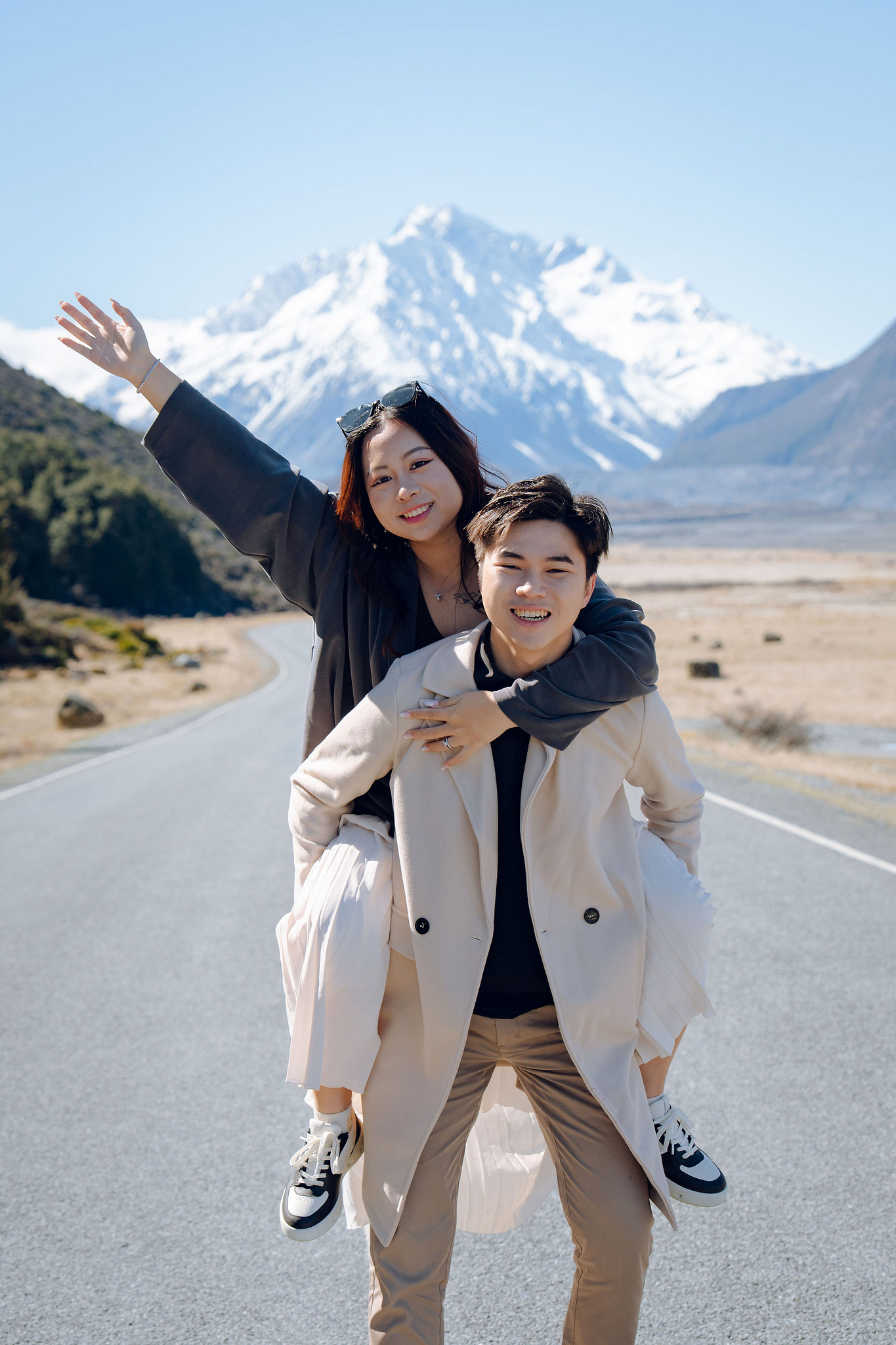 New Zealand Pre-Wedding Photoshoot | Lake Wakatipu, Alta Tarns, Coromandel Peak to Mount Cook at Mount Cook National Park pre-wedding photo