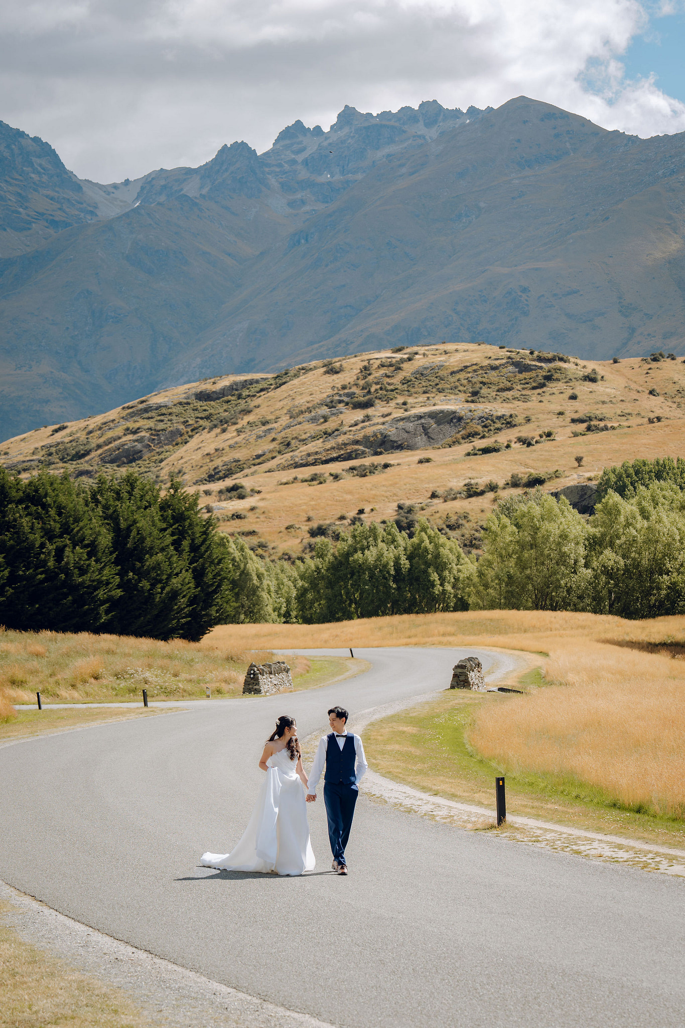 New Zealand Pre-Wedding Photoshoot | Coromandel Peak, Queenstown Highway & Alpaca Farm at Queenstown Highway pre-wedding photo