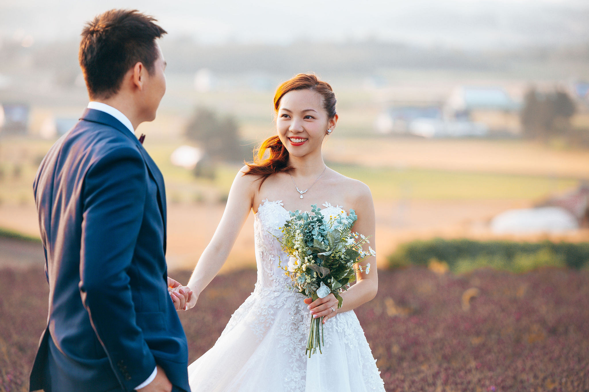 Hokkaido Summer Rainbow Flowers and Railway Track Japan Prewedding Photoshoot at Furano pre-wedding photo