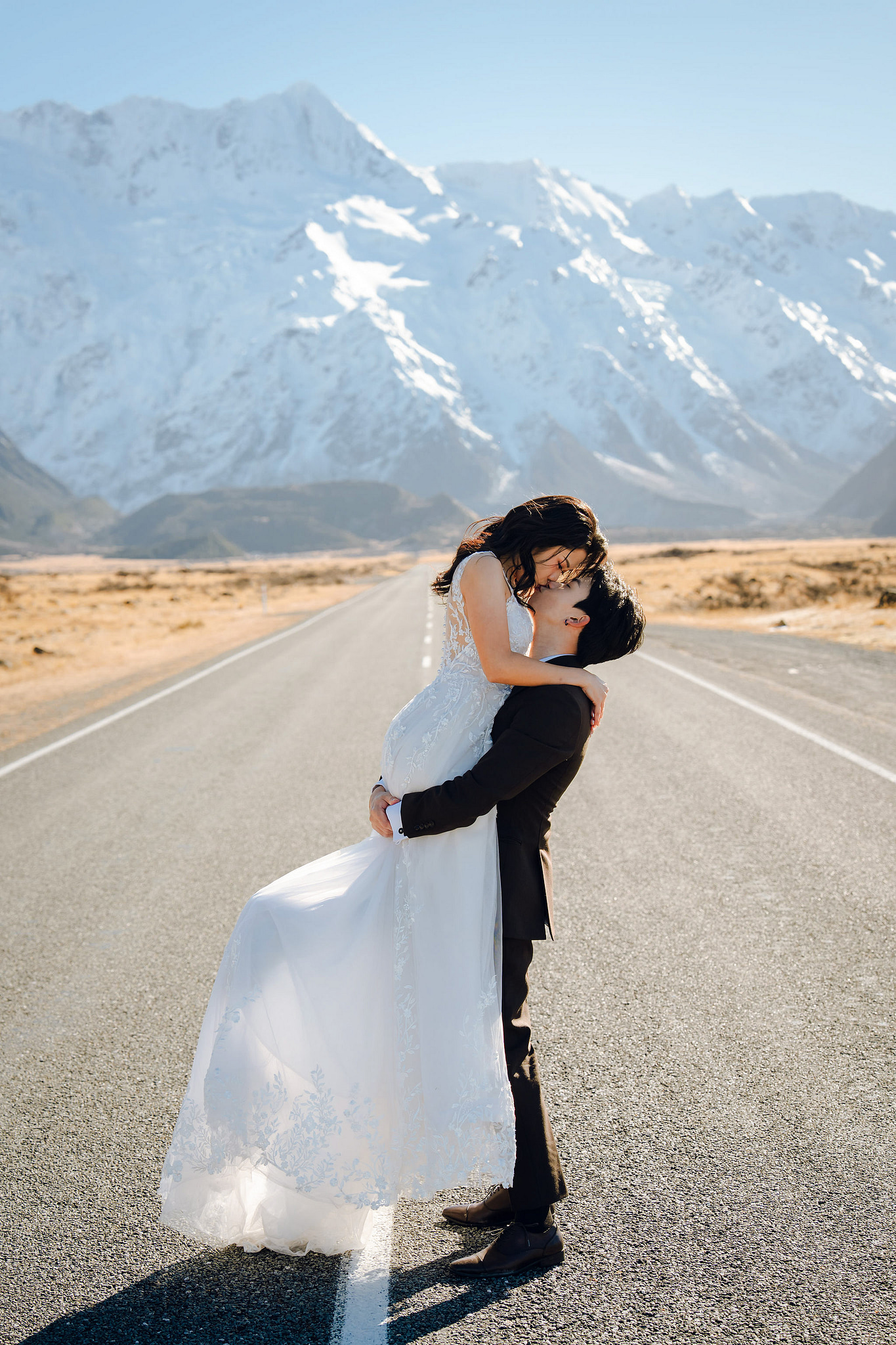 New Zealand Pre-Wedding Photoshoot | Lake Wakatipu & Cecil Peak, Glacier & Mount Cook National Park at Mount Cook National Park pre-wedding photo