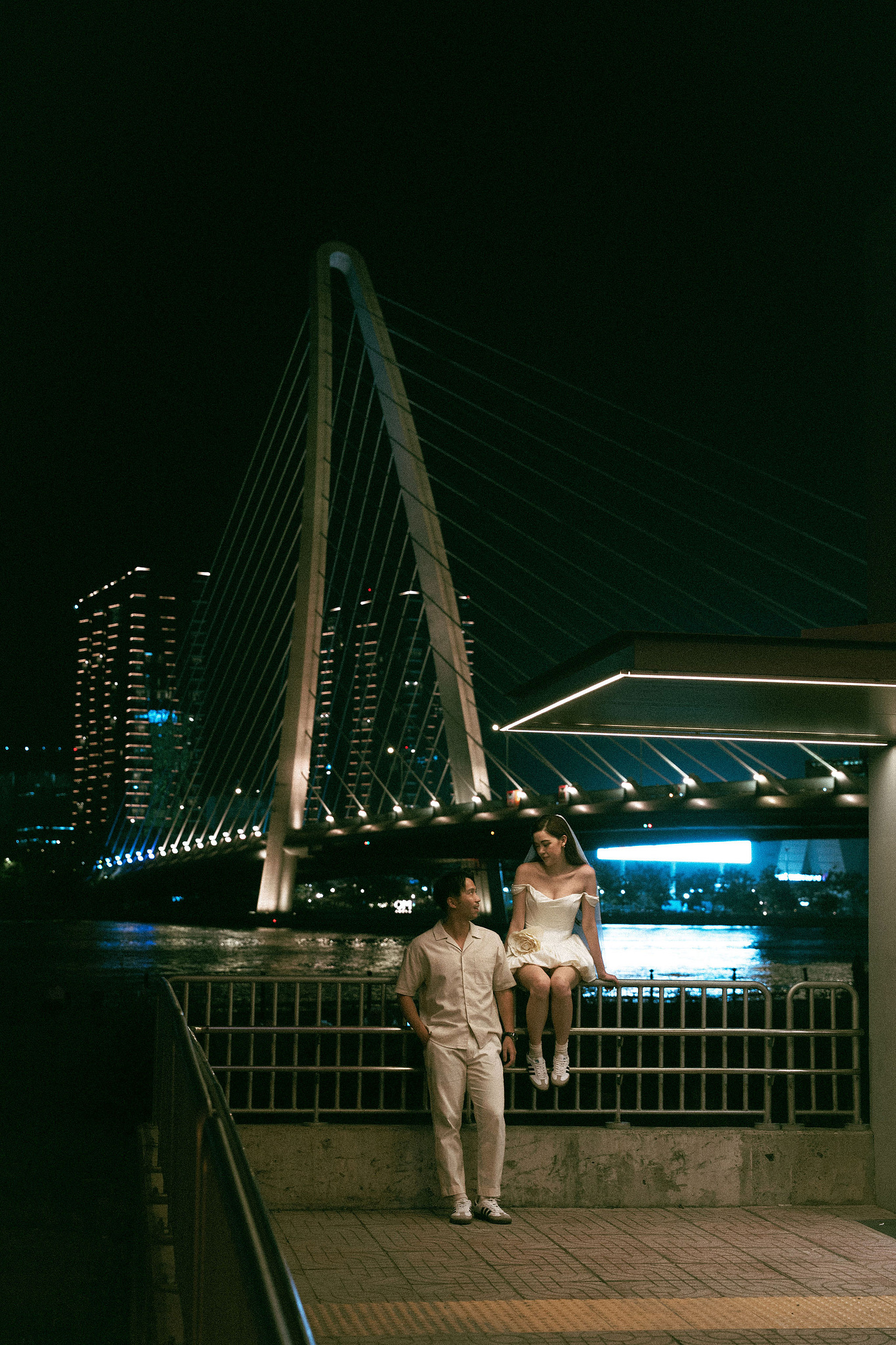 Ho Chi Minh Vietnam Pre-Wedding Photoshoot | European Film Studio, Market Streets & Saigon Bridge at Saigon Bridge pre-wedding photo