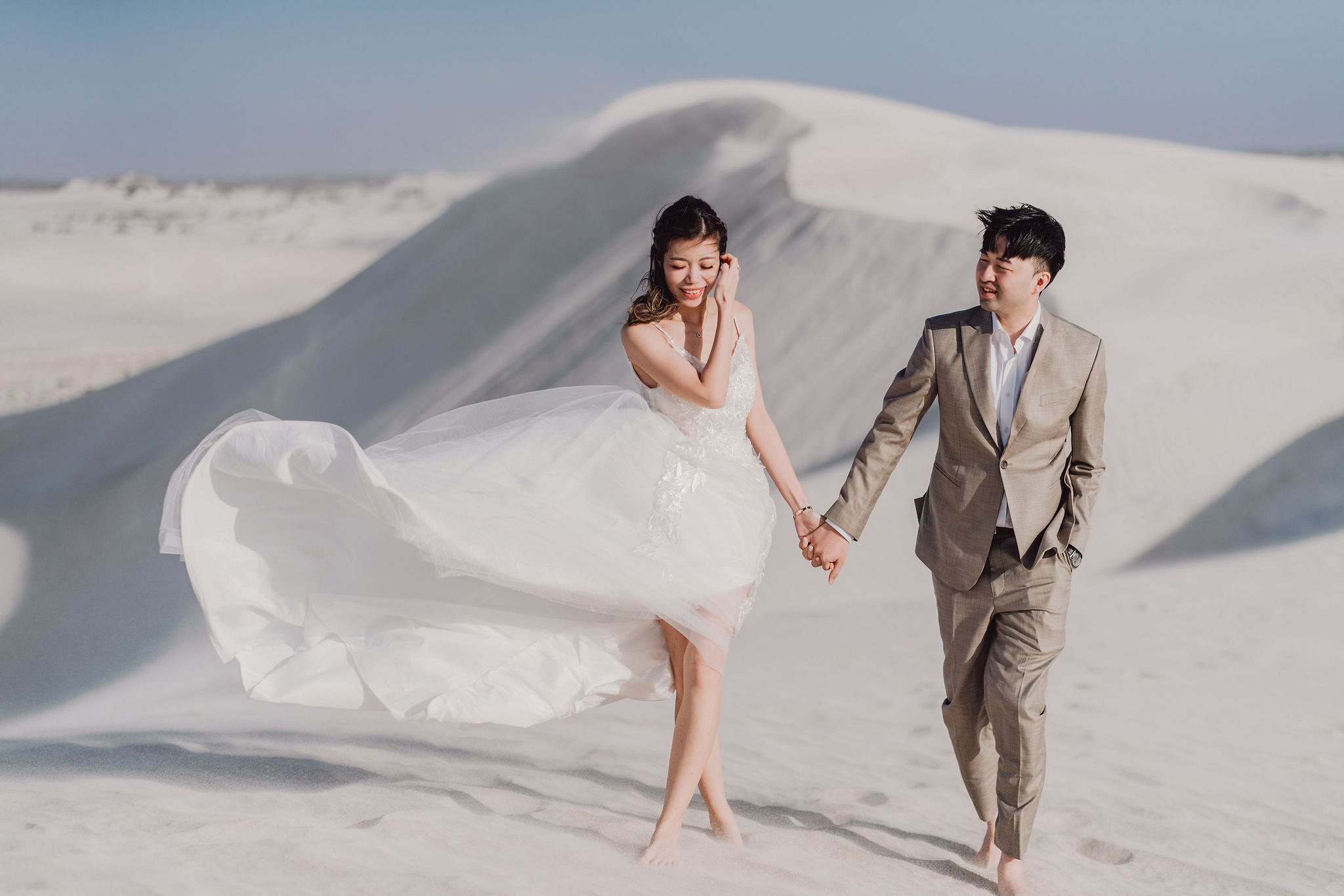 Perth Pre-Wedding Photoshoot | Fremantle, Lancelin, UWA & Coogee Beach at Lancelin Sand Dunes pre-wedding photo