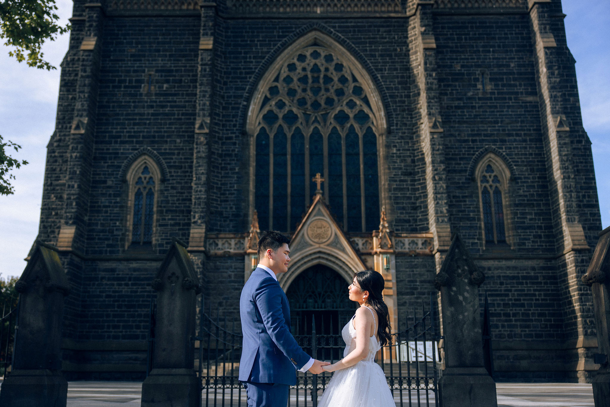 Melbourne Pre-Wedding Photoshoot | Mont Du Soleil, St Patrick Cathedral, The Parliament House & Prince Bridge at St Patrick Cathedral pre-wedding photo