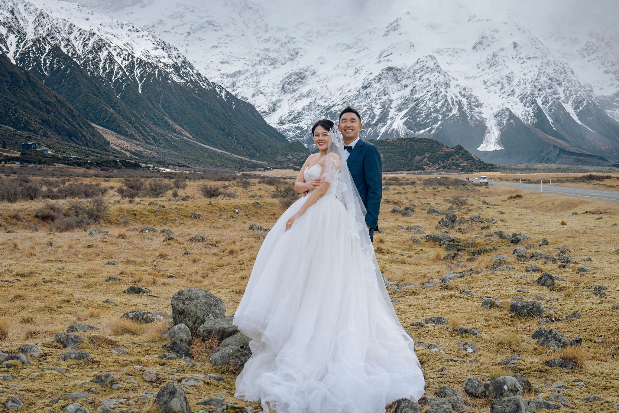 New Zealand Pre-Wedding Photoshoot | Lake Tekapo, Mount Cook, Tasman Glacier & Lake Wakatipu at Mount Cook Highway pre-wedding photo