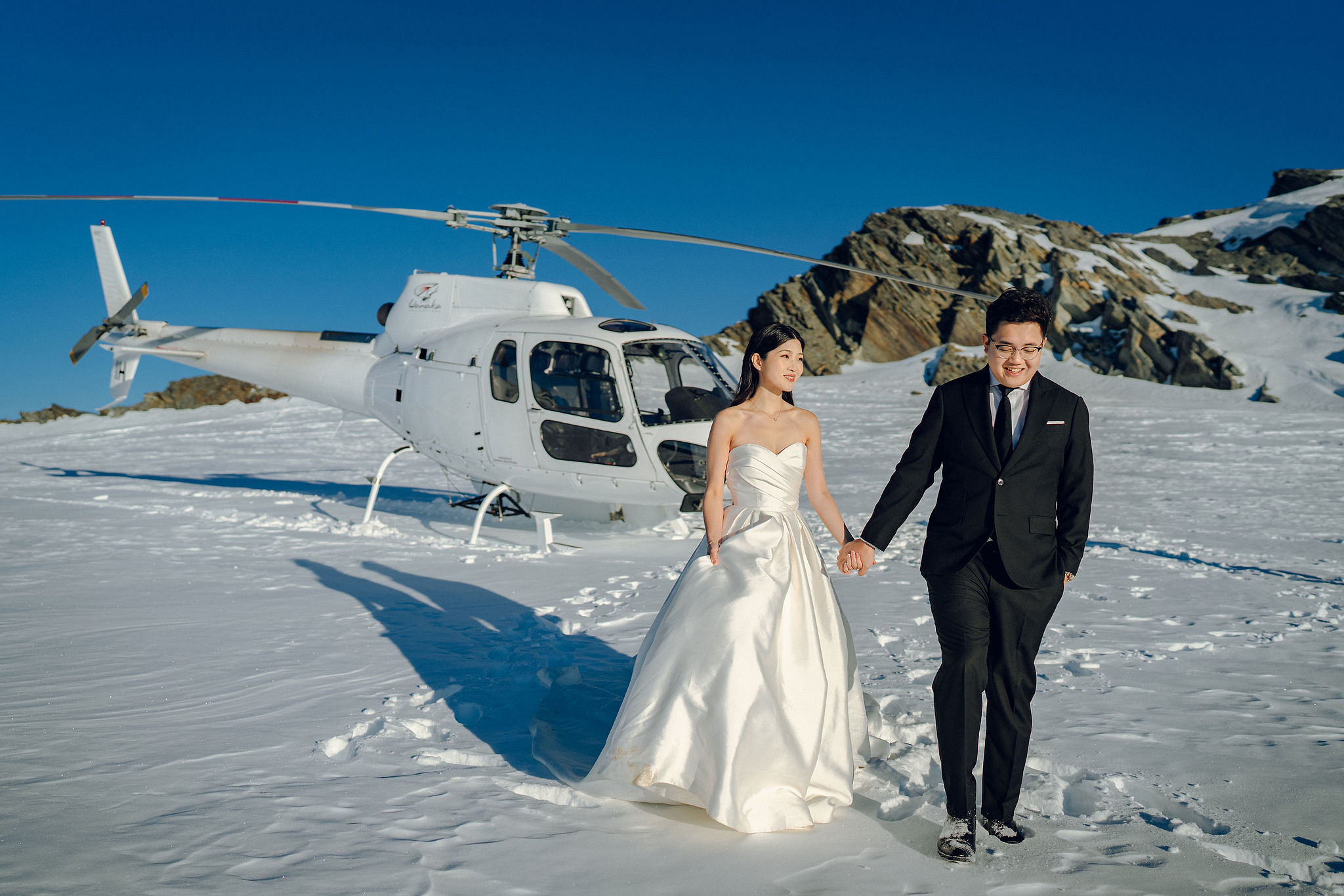 New Zealand Pre-Wedding Photoshoot | Arrowtown, Isobel Glacier, Alpaca Farm, Lake Tekapo & Mount Cook National Park at Isobel Glacier pre-wedding photo