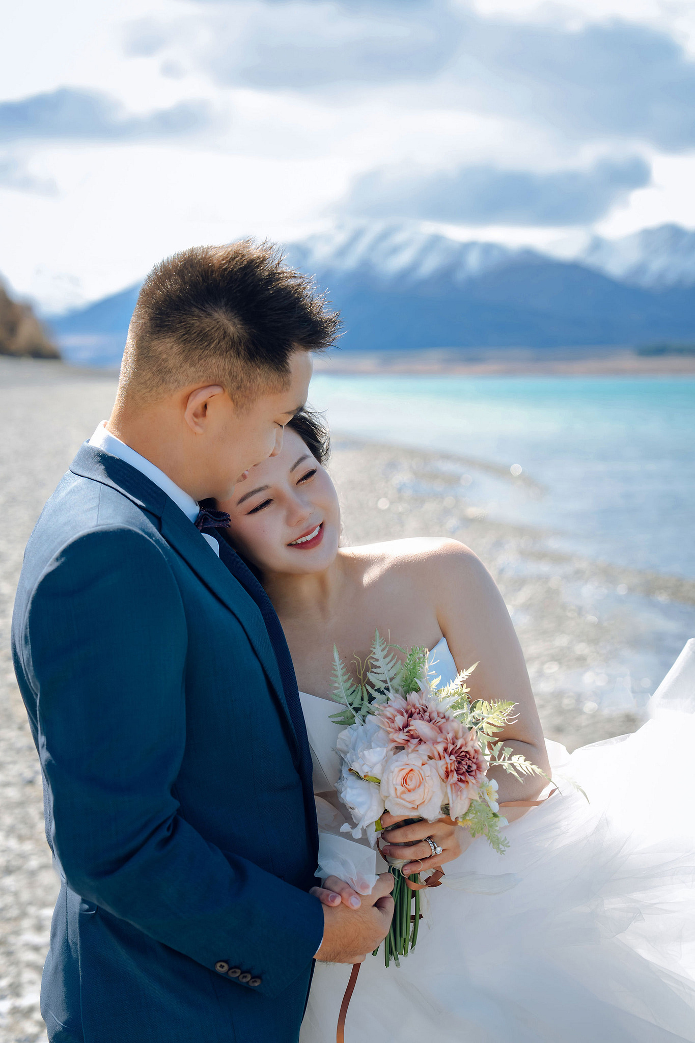 New Zealand Pre-Wedding Photoshoot | Lake Tekapo, Mount Cook, Tasman Glacier & Lake Wakatipu at Lake Tekapo pre-wedding photo