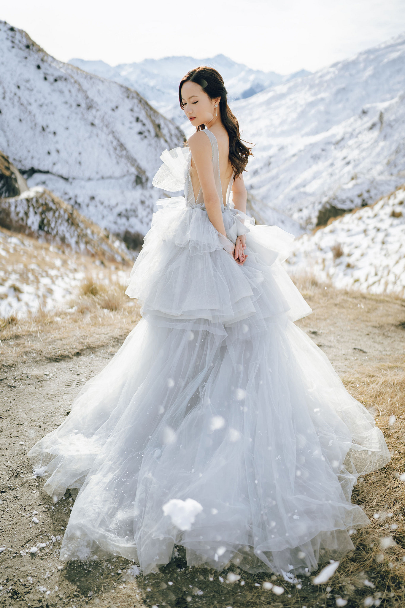 New Zealand Pre-Wedding Photoshoot with Lake Wakatipu, Skippers Canyon, Lake Tekapo, Mount Cook, and Omarama Clay Cliffs at Skippers Canyon pre-wedding photo