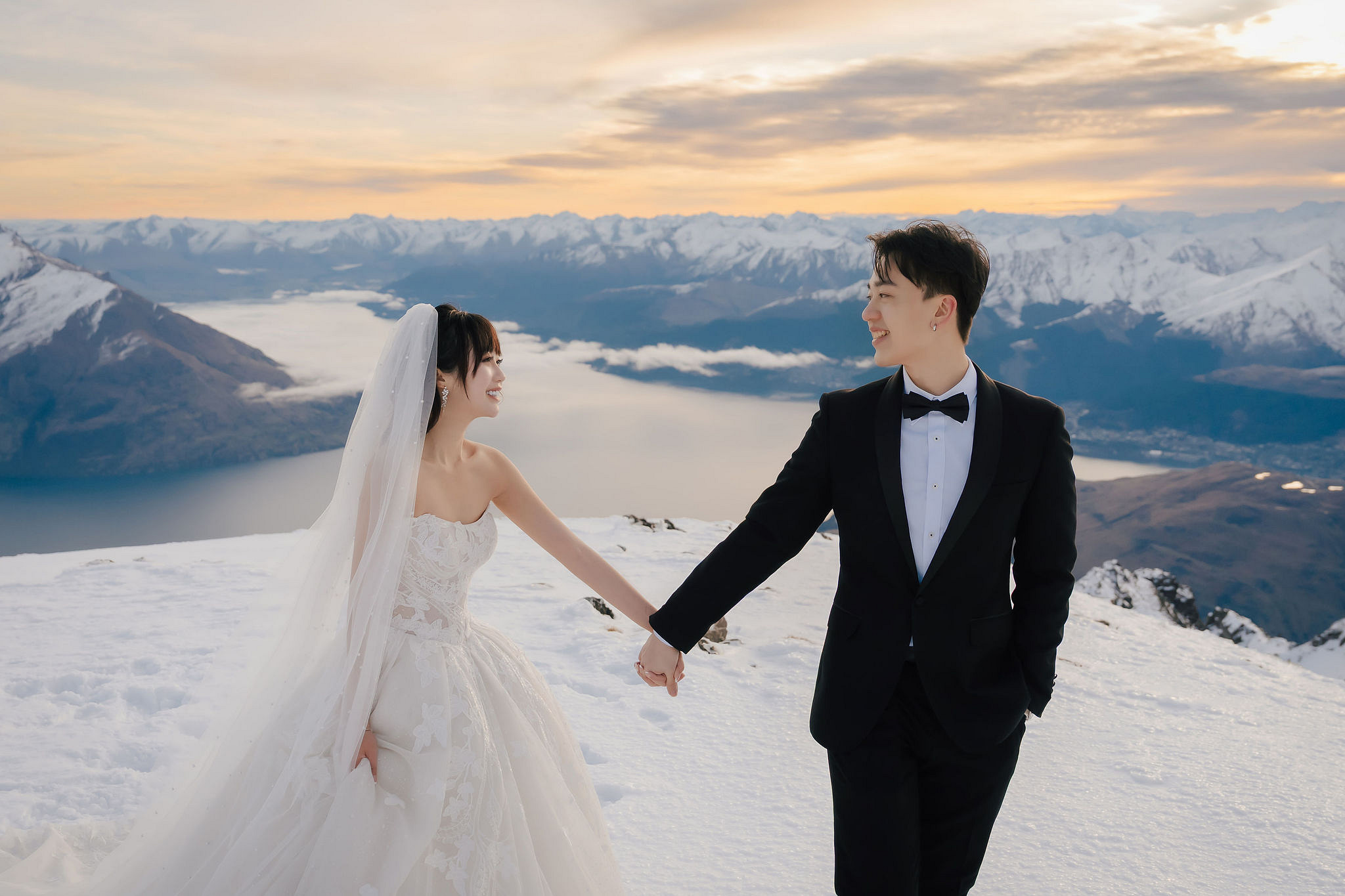 New Zealand Pre-Wedding Photoshoot | Lake Wakatipu, Fog Peak, Lake Tekapo, Glacier & Mount Cook National Park at Fog Peak pre-wedding photo