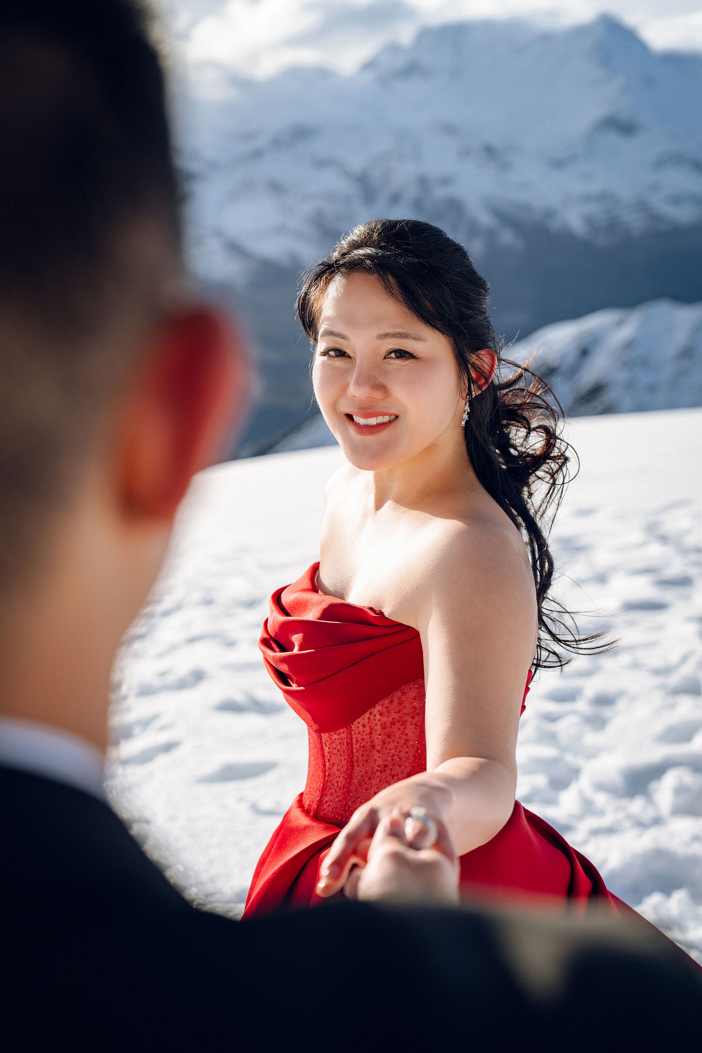 New Zealand Pre-Wedding Photoshoot | Lake Tekapo, Mount Cook, Tasman Glacier & Lake Wakatipu at Mount Invincible pre-wedding photo