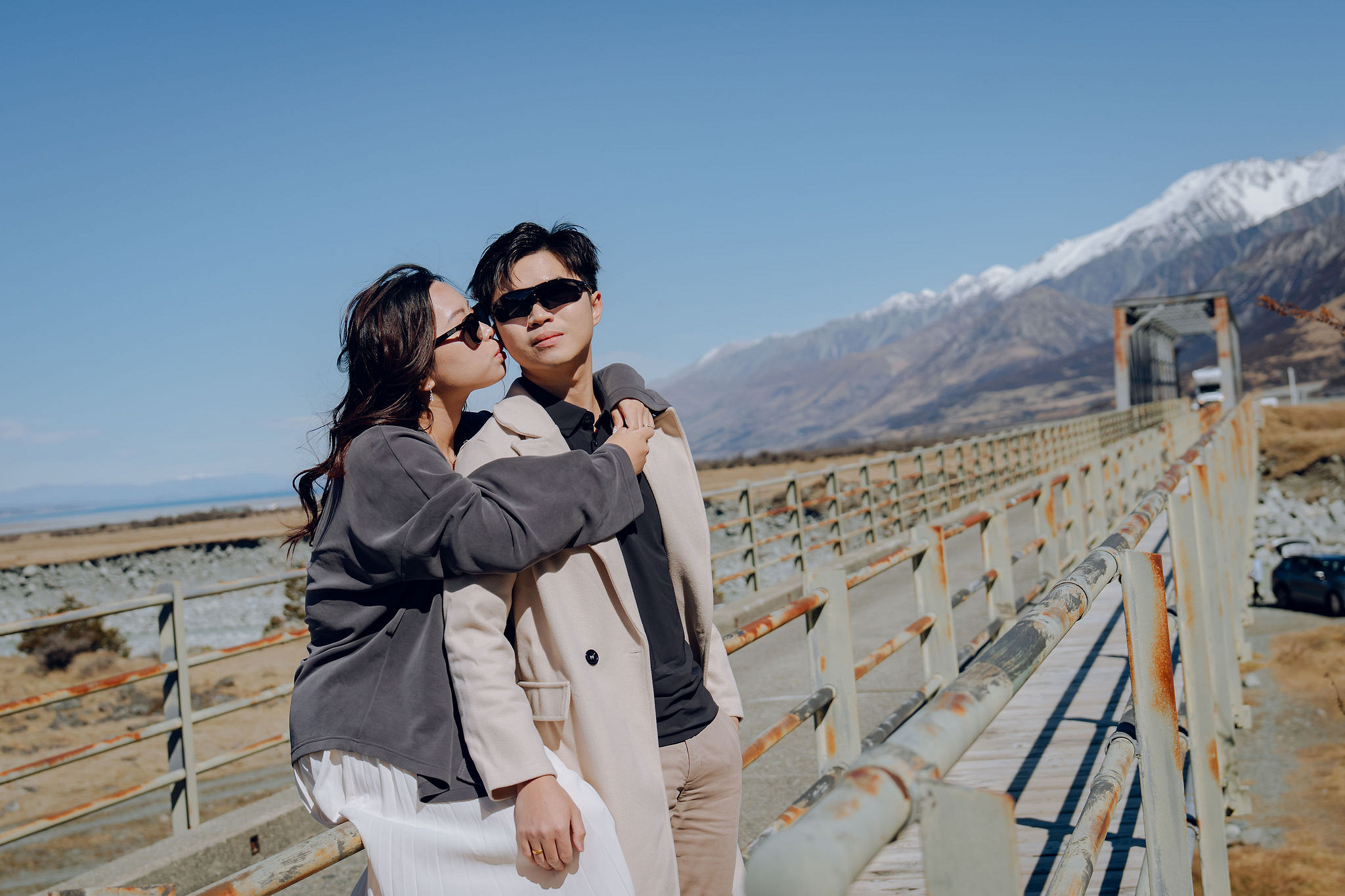 New Zealand Pre-Wedding Photoshoot | Lake Wakatipu, Alta Tarns, Coromandel Peak to Mount Cook at Mount Cook National Park pre-wedding photo
