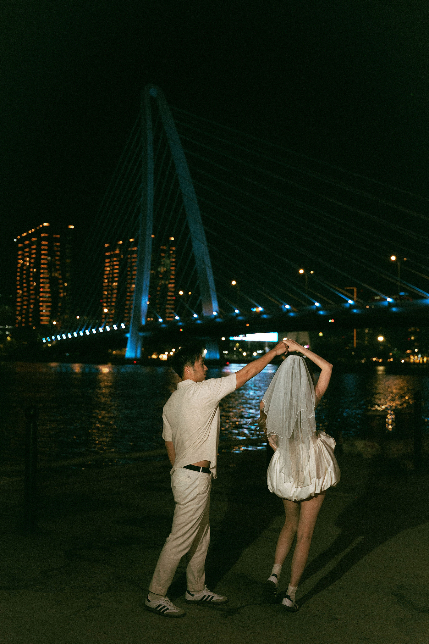 Ho Chi Minh Vietnam Pre-Wedding Photoshoot | European Film Studio, Market Streets & Saigon Bridge at Saigon Bridge pre-wedding photo