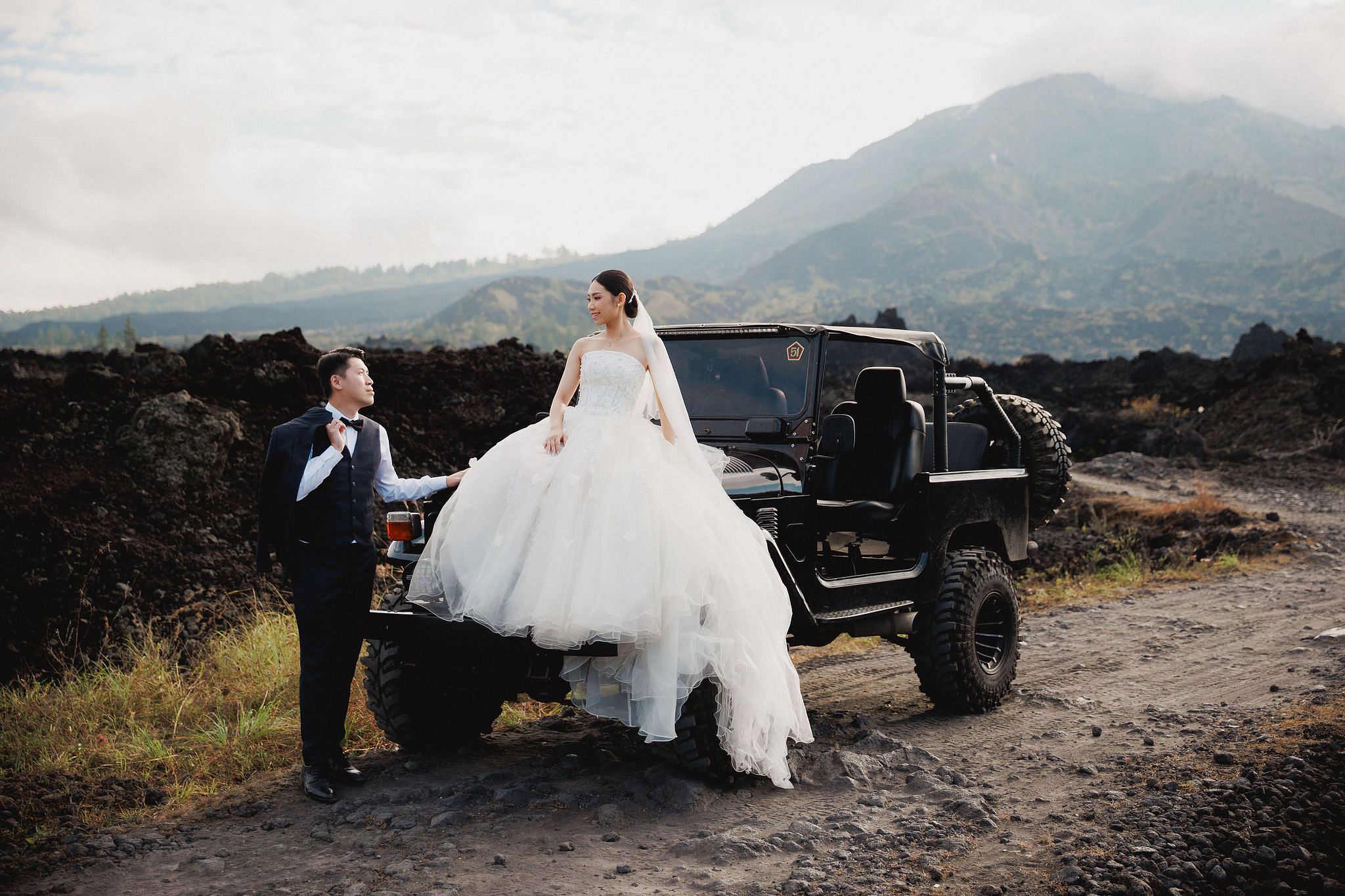 Bali Pre-Wedding Photoshoot | Mt. Batur Lava Fields, Blangsinga Waterfall & Balangan Beach at Mt. Batur Lava Fields pre-wedding photo