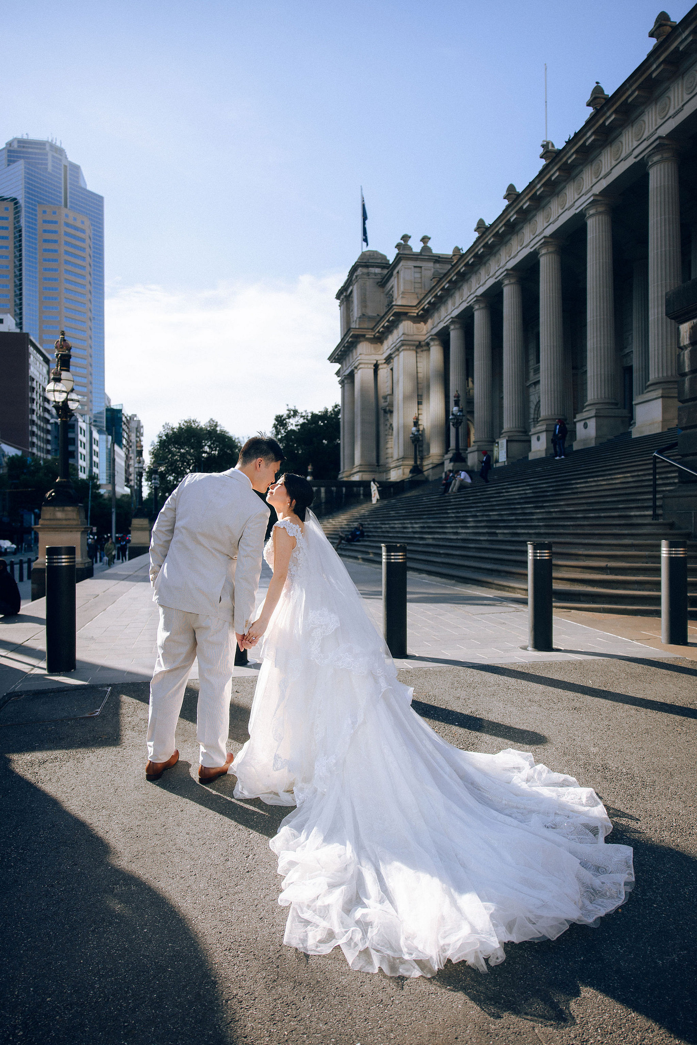 Melbourne Pre-Wedding Photoshoot | Mont Du Soleil, St Patrick Cathedral, The Parliament House & Prince Bridge at The Parliament House pre-wedding photo