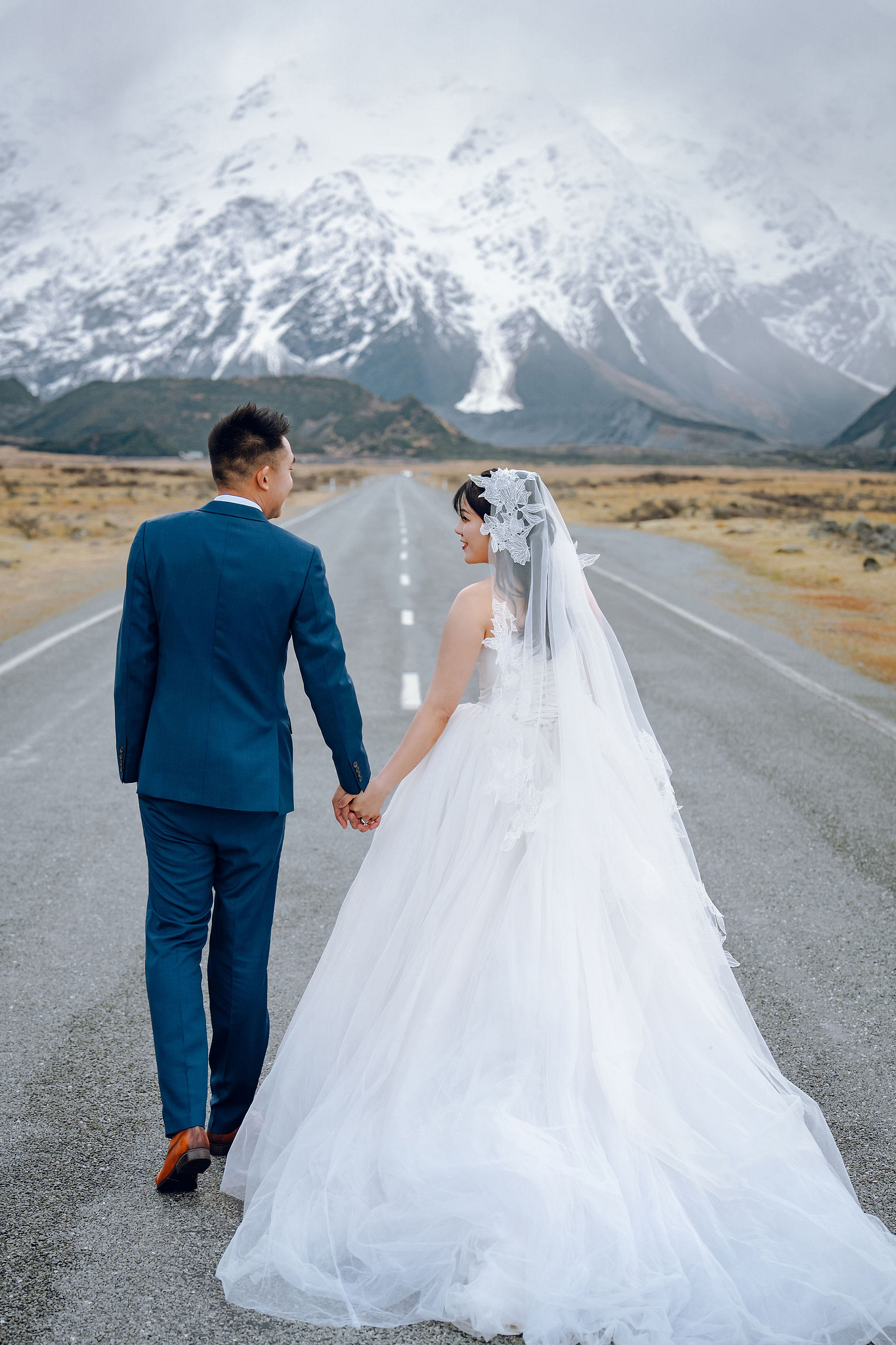 New Zealand Pre-Wedding Photoshoot | Lake Tekapo, Mount Cook, Tasman Glacier & Lake Wakatipu at Mount Cook Highway pre-wedding photo