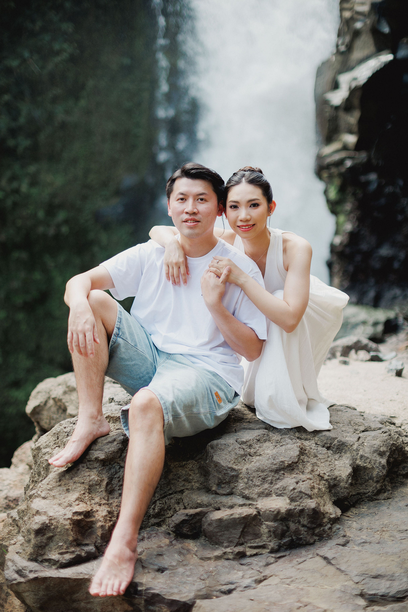 Bali Pre-Wedding Photoshoot | Mt. Batur Lava Fields, Blangsinga Waterfall & Balangan Beach at Blangsinga Waterfall pre-wedding photo