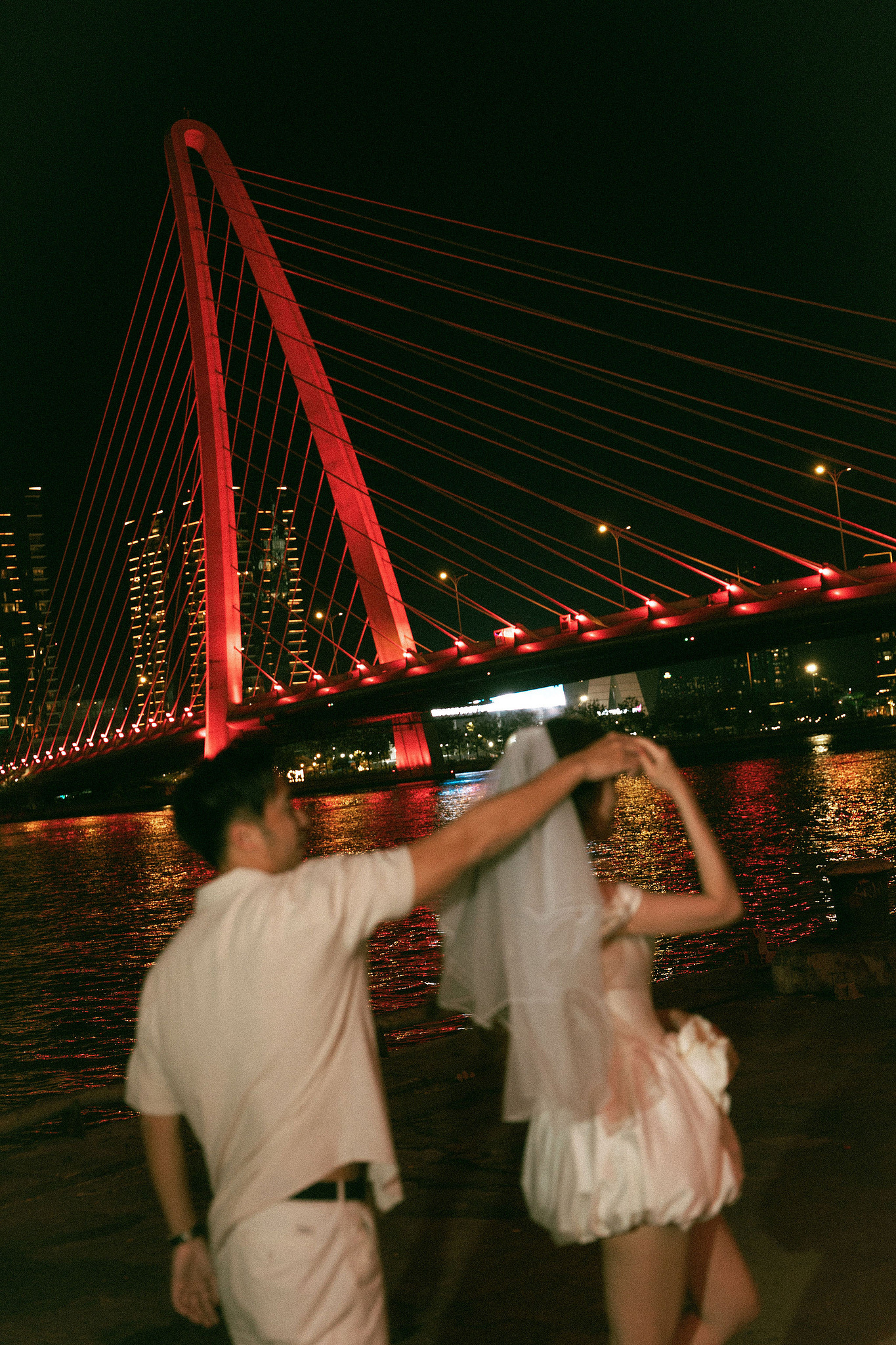 Ho Chi Minh Vietnam Pre-Wedding Photoshoot | European Film Studio, Market Streets & Saigon Bridge at Saigon Bridge pre-wedding photo