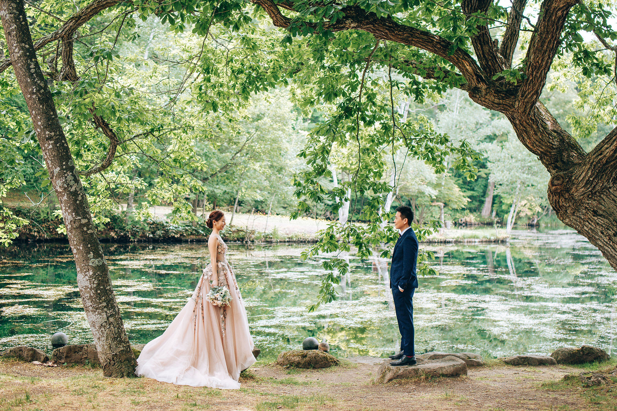 Hokkaido Summer Rainbow Flowers and Railway Track Japan Prewedding Photoshoot at Furano pre-wedding photo