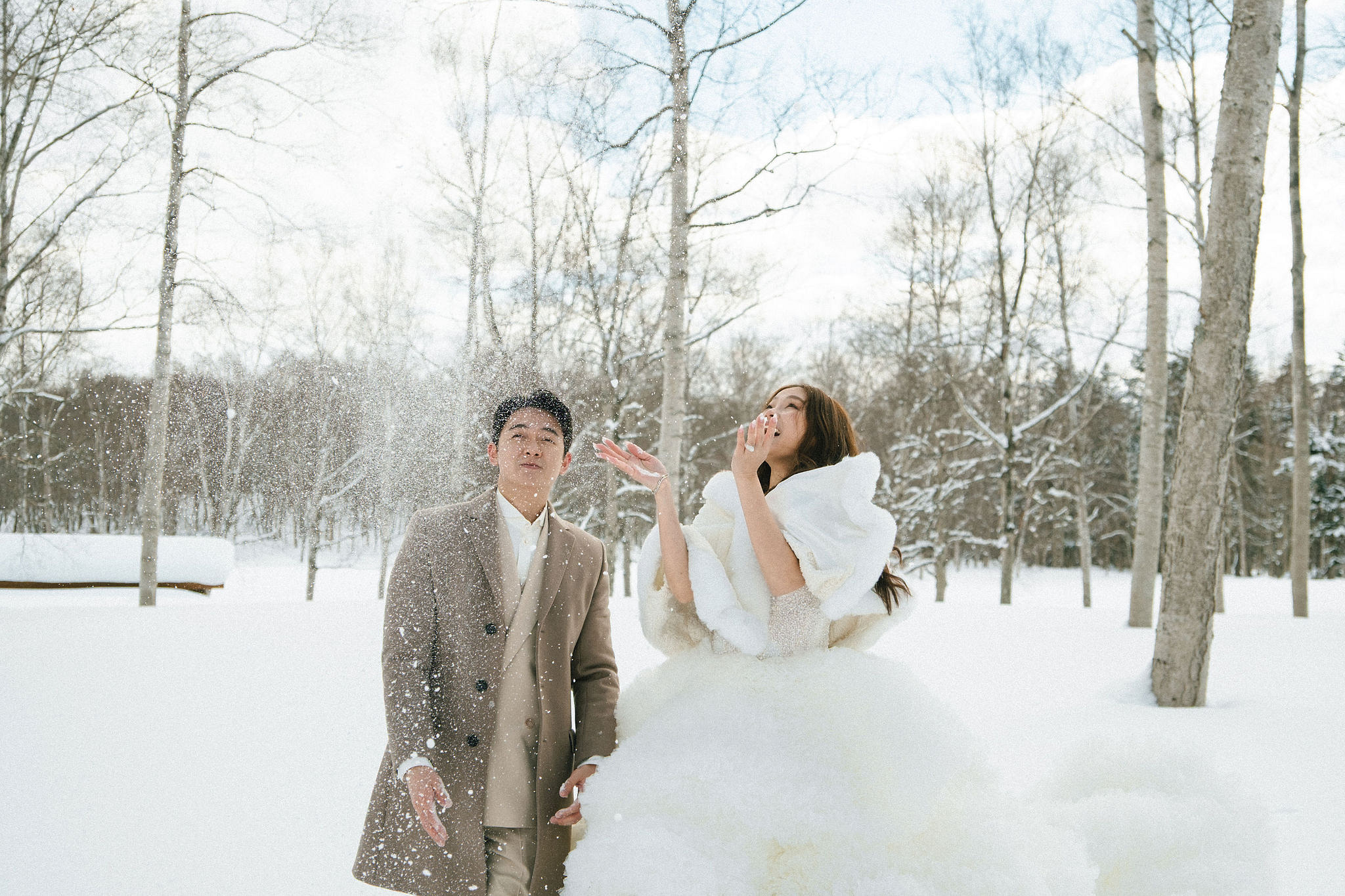 Hokkaido Pre-Wedding Photoshoot | Birch Forest, Rusutsu Resort & Hirafu Village at Birch Forest pre-wedding photo