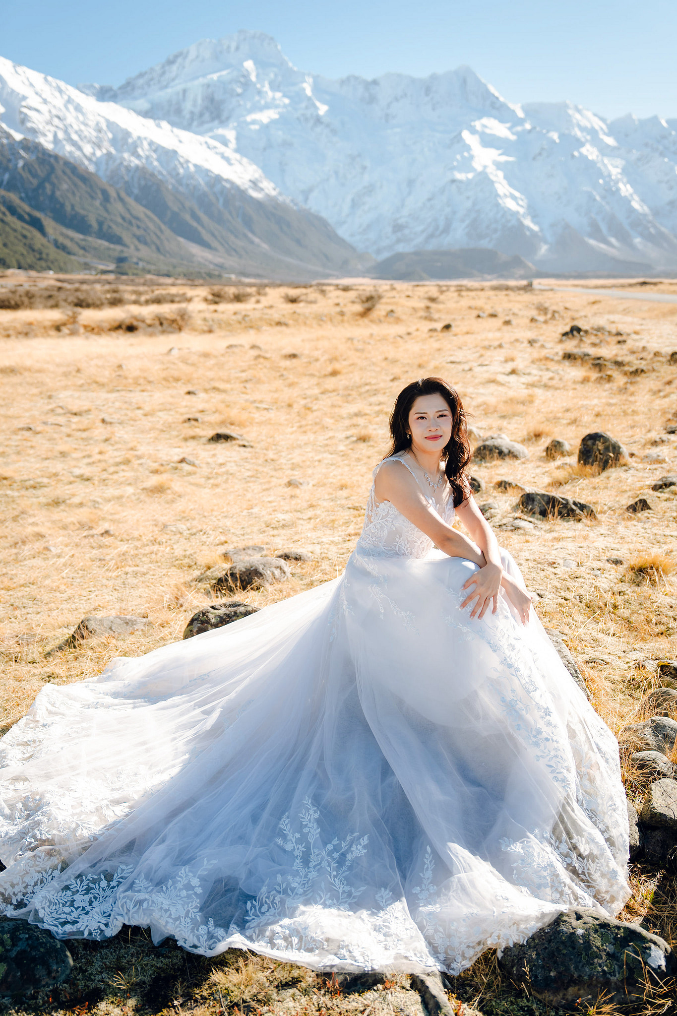New Zealand Pre-Wedding Photoshoot | Lake Wakatipu & Cecil Peak, Glacier & Mount Cook National Park at Mount Cook National Park pre-wedding photo