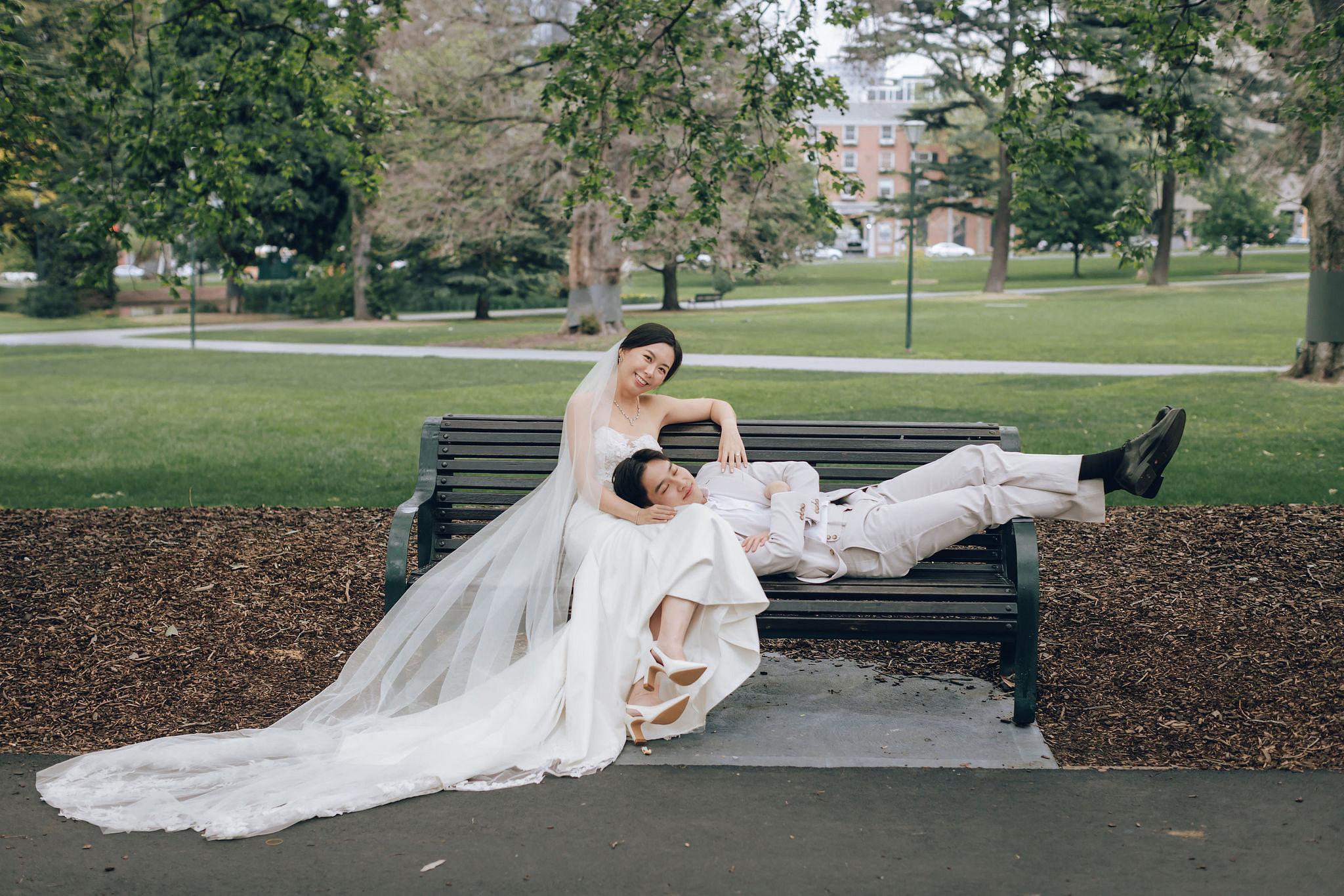Melbourne Pre-Wedding Photoshoot | Redwood Forest, Higher Ground Cafe & Carlton Gardens at Carlton Gardens pre-wedding photo