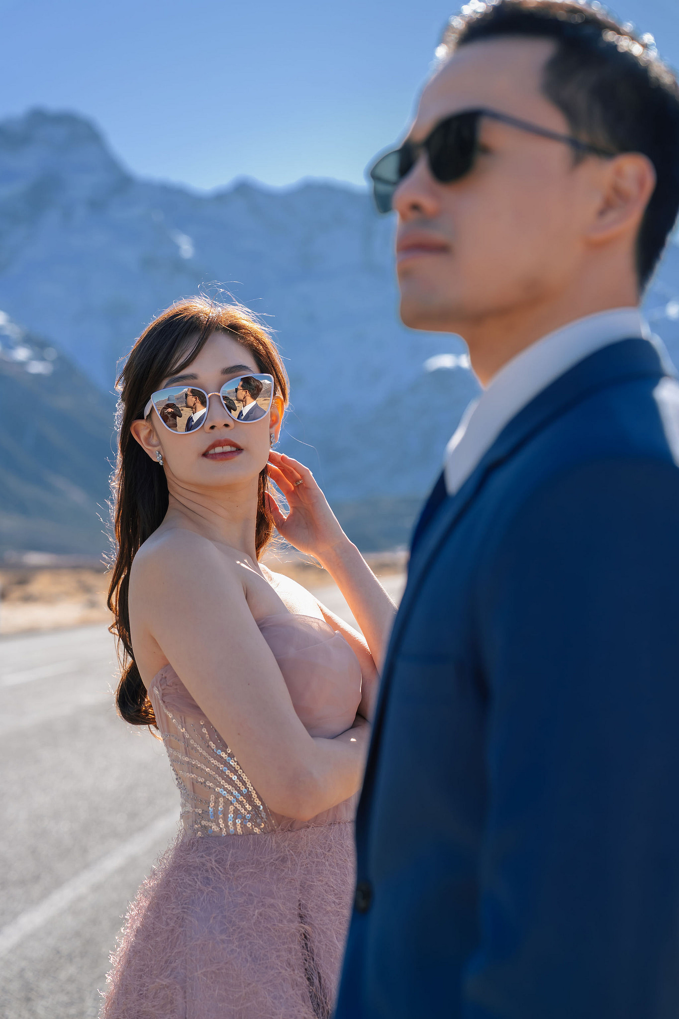New Zealand Pre-Wedding Photoshoot | Coromandel Peak, Lake Wakatipu & Queenstown, Skippers Canyon, Lake Tekapo, Mount Cook National Park & Glacier at Mount Cook National Park pre-wedding photo