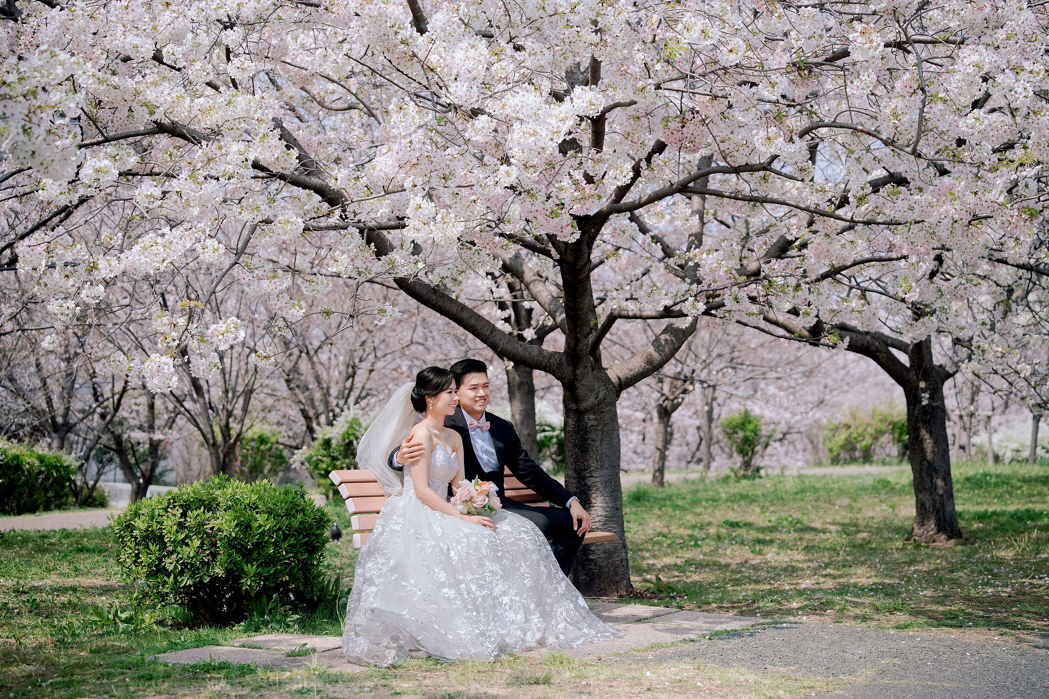 Tokyo & Mt Fuji Pre-Wedding Photoshoot | Senso-Ji Temple, Tokyo Park & Lake Kawaguchiko at Tokyo Park pre-wedding photo