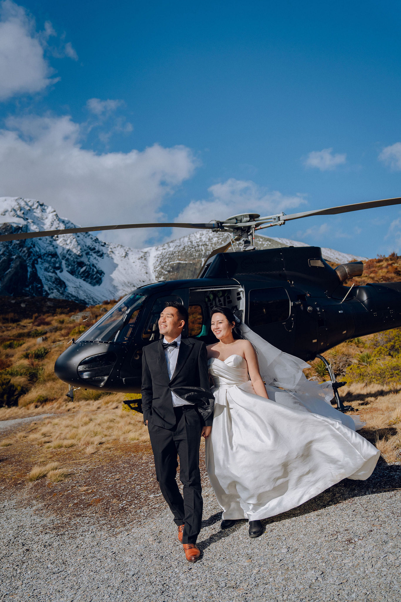 New Zealand Pre-Wedding Photoshoot | Lake Tekapo, Mount Cook, Tasman Glacier & Lake Wakatipu at Lake Lochnagar pre-wedding photo