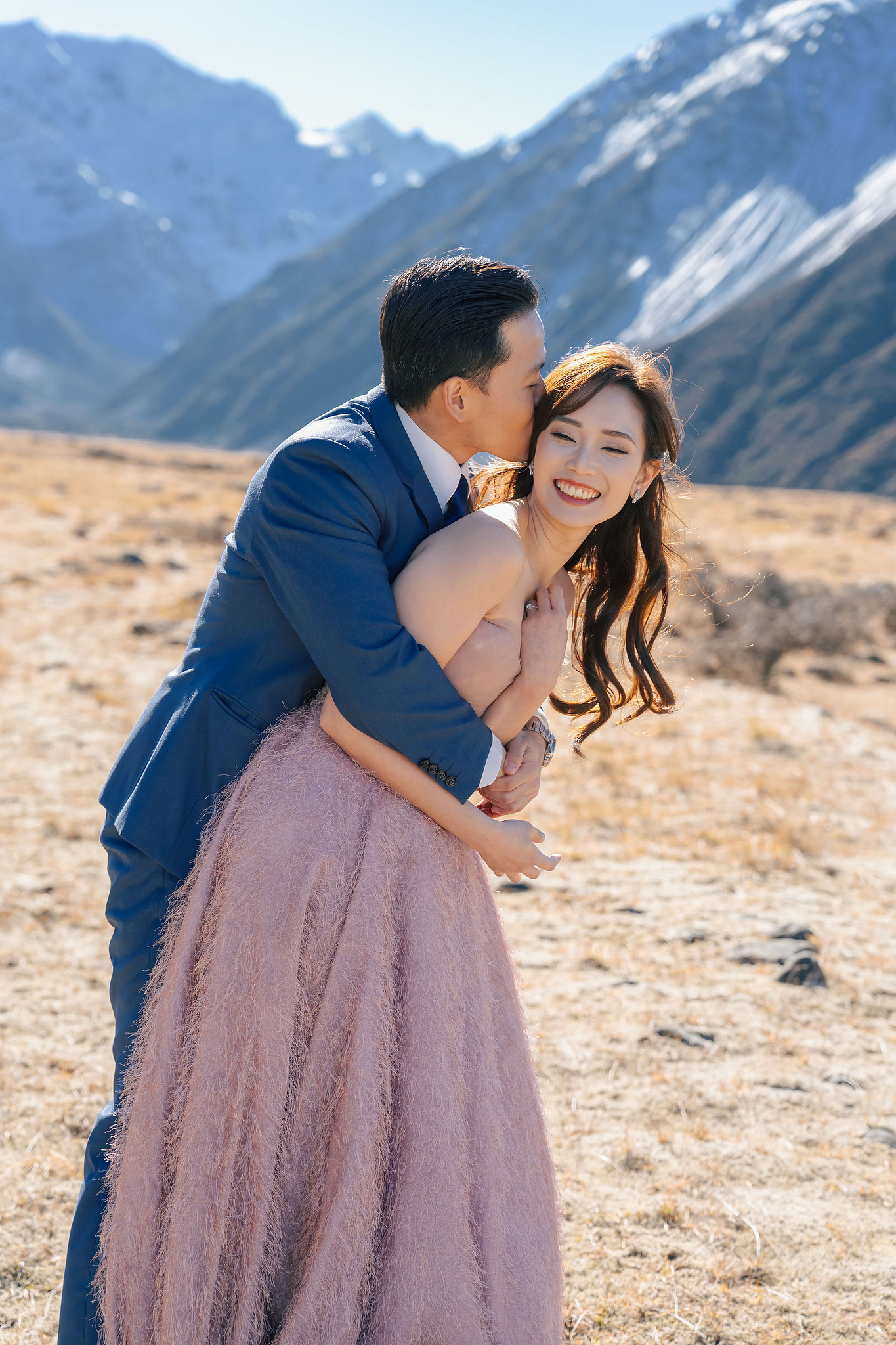 New Zealand Pre-Wedding Photoshoot | Coromandel Peak, Lake Wakatipu & Queenstown, Skippers Canyon, Lake Tekapo, Mount Cook National Park & Glacier at Mount Cook National Park pre-wedding photo