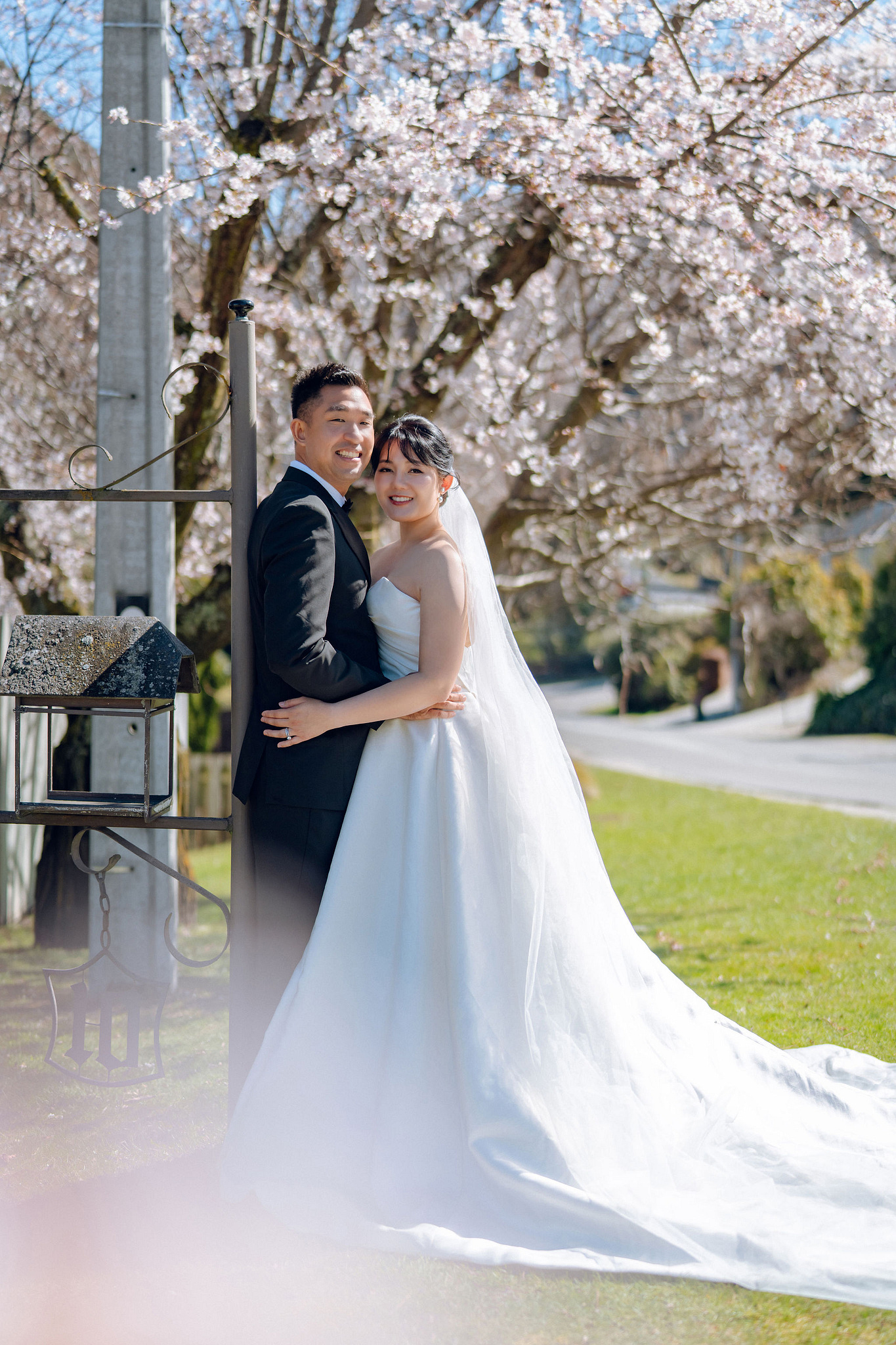 New Zealand Pre-Wedding Photoshoot | Lake Tekapo, Mount Cook, Tasman Glacier & Lake Wakatipu at Spring Blossom Path pre-wedding photo