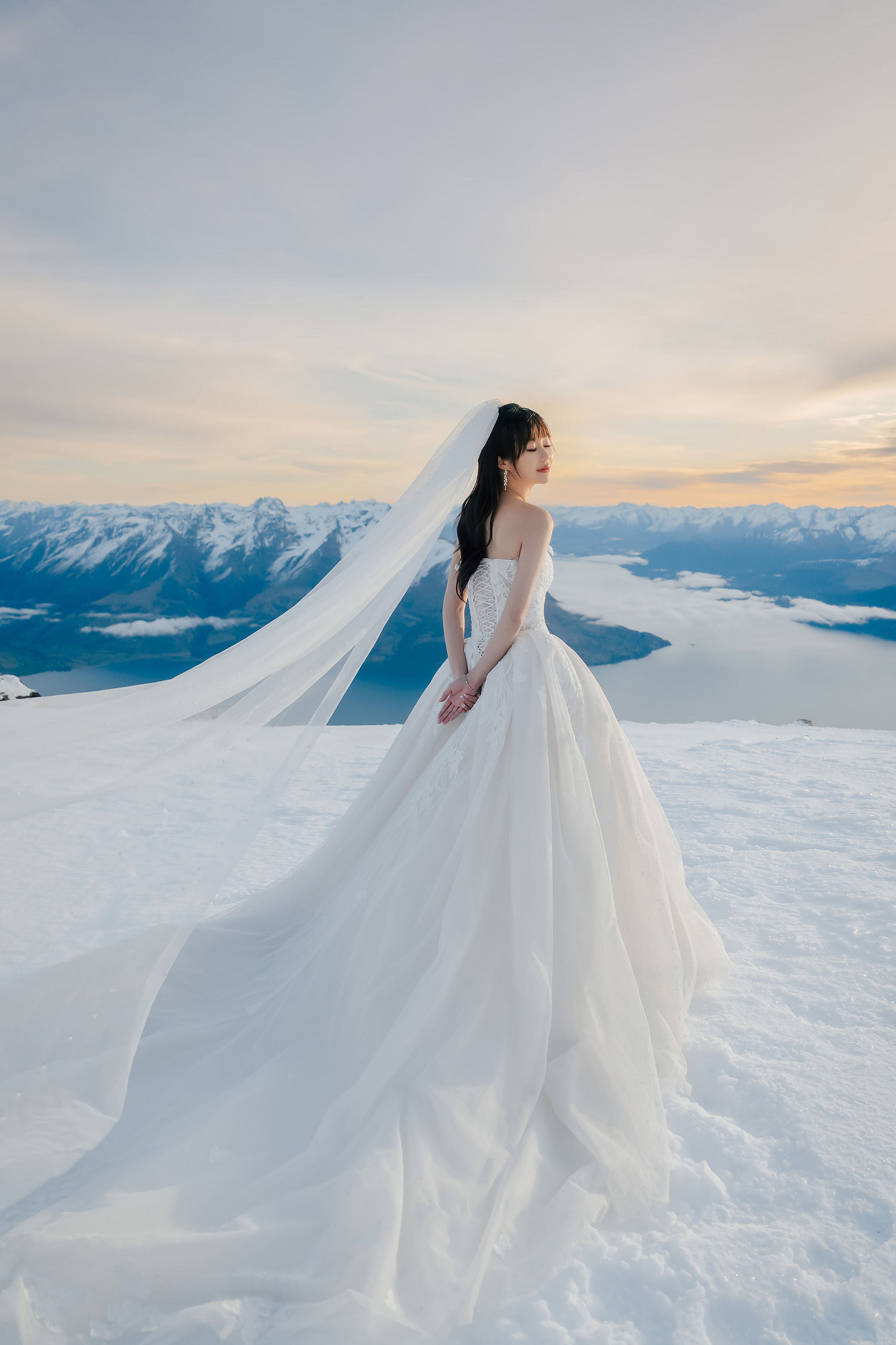 New Zealand Pre-Wedding Photoshoot | Lake Wakatipu, Fog Peak, Lake Tekapo, Glacier & Mount Cook National Park at Fog Peak pre-wedding photo