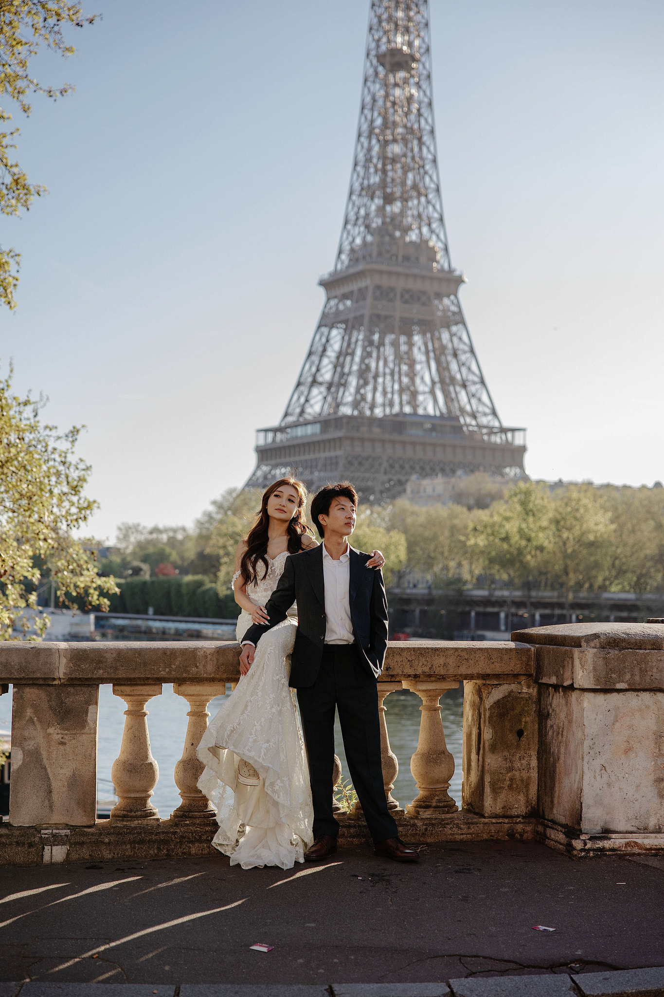 Paris Pre-Wedding Photoshoot | Place du Trocadéro, Bir-Hakeim Bridge, Sacré-Cœur Basilica, Parisian Café & Palais Royal at Place du Trocadéro pre-wedding photo