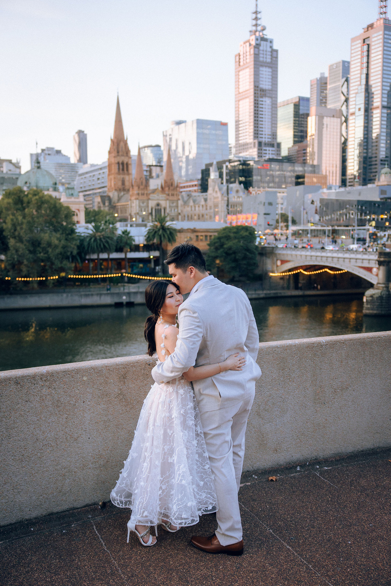 Melbourne Pre-Wedding Photoshoot | Mont Du Soleil, St Patrick Cathedral, The Parliament House & Prince Bridge at Prince Bridge pre-wedding photo